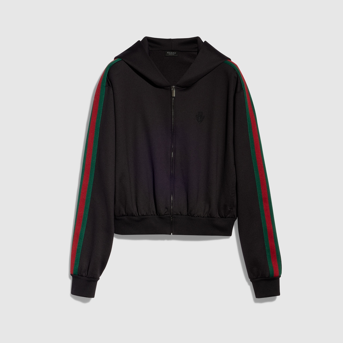 Cotton jersey zip jacket with Web in black - thumbnail 7