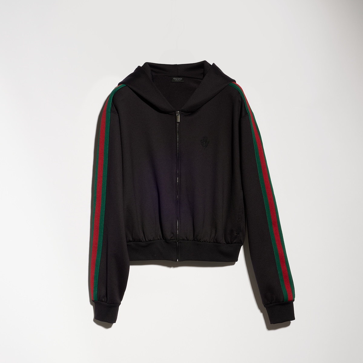 Cotton jersey zip jacket with Web in black - thumbnail 4