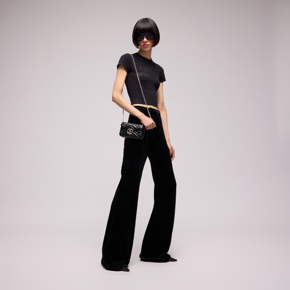 GG Marmont mini shoulder bag in black leather - thumbnail 7