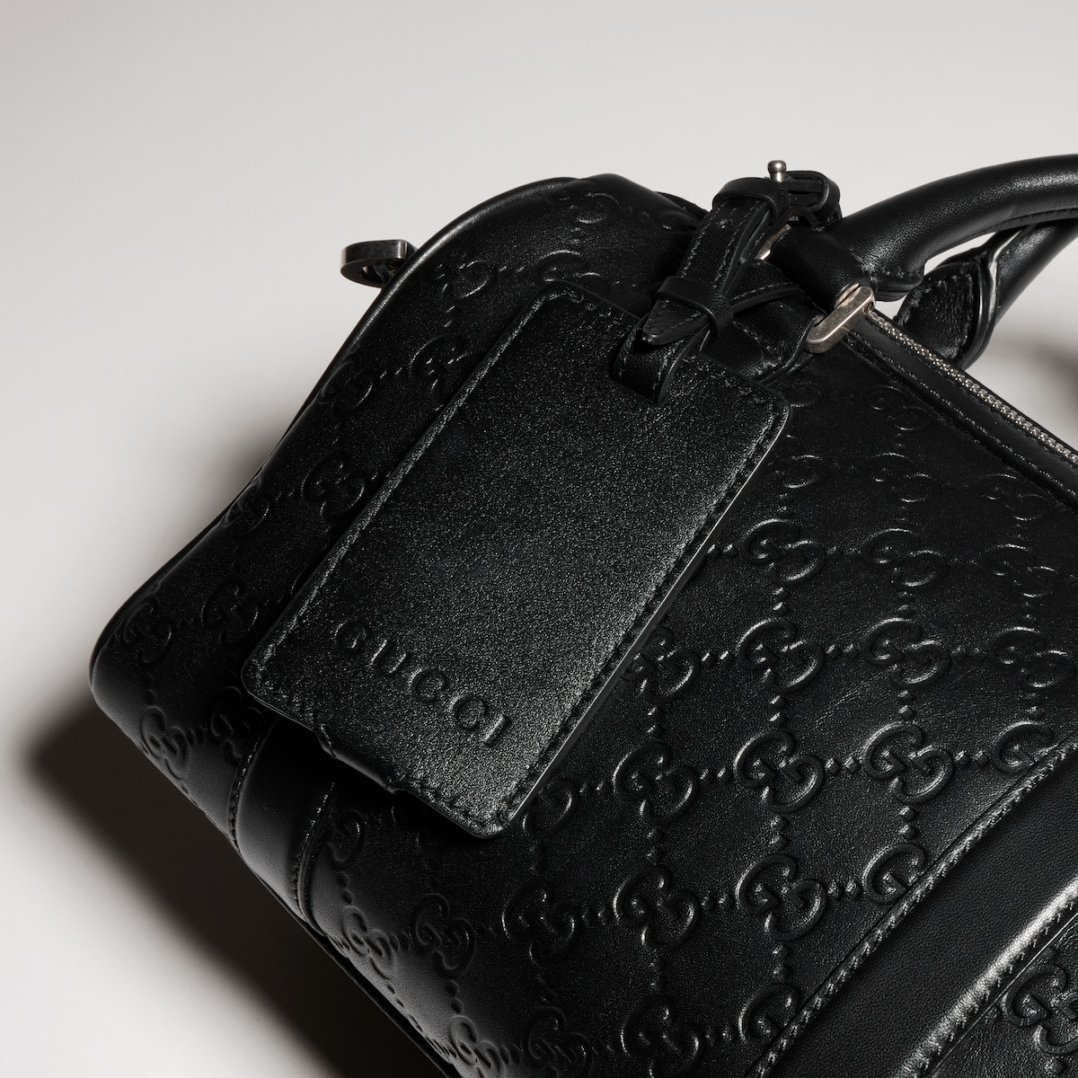 GG Emblem small duffle bag in black GG leather - thumbnail 4