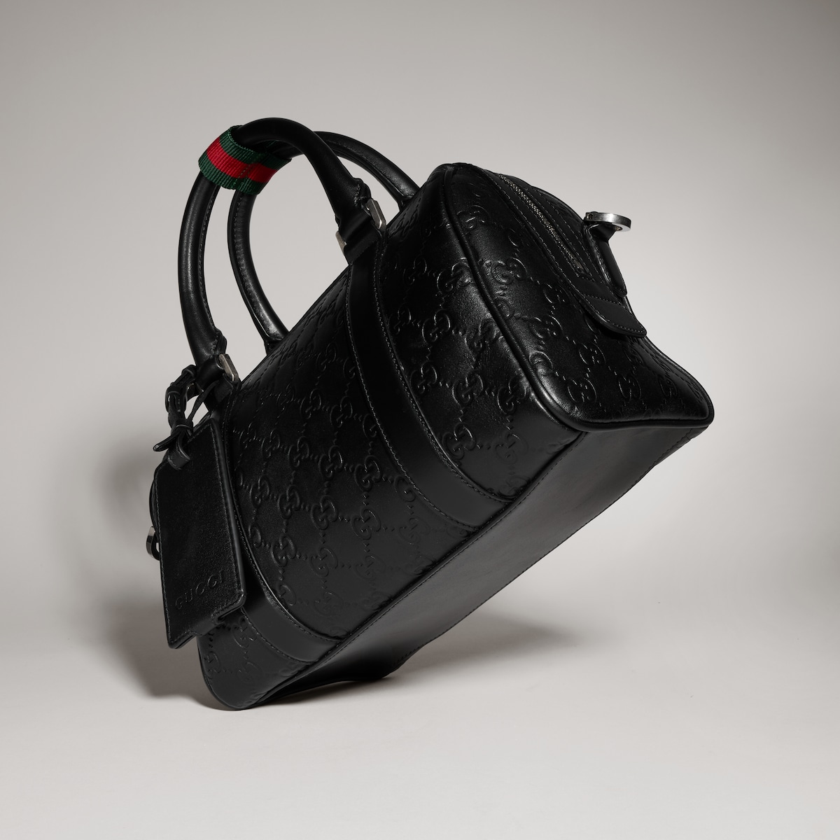 GG Emblem small duffle bag in black GG leather - thumbnail 2