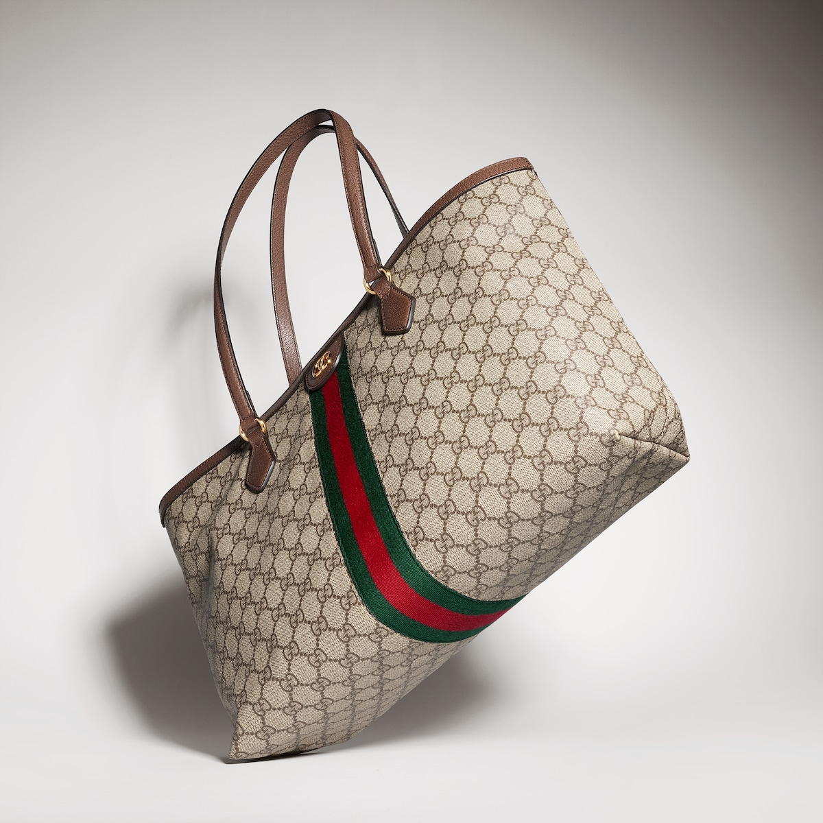 Ophidia GG Medium Tote In Beige & Ebony
