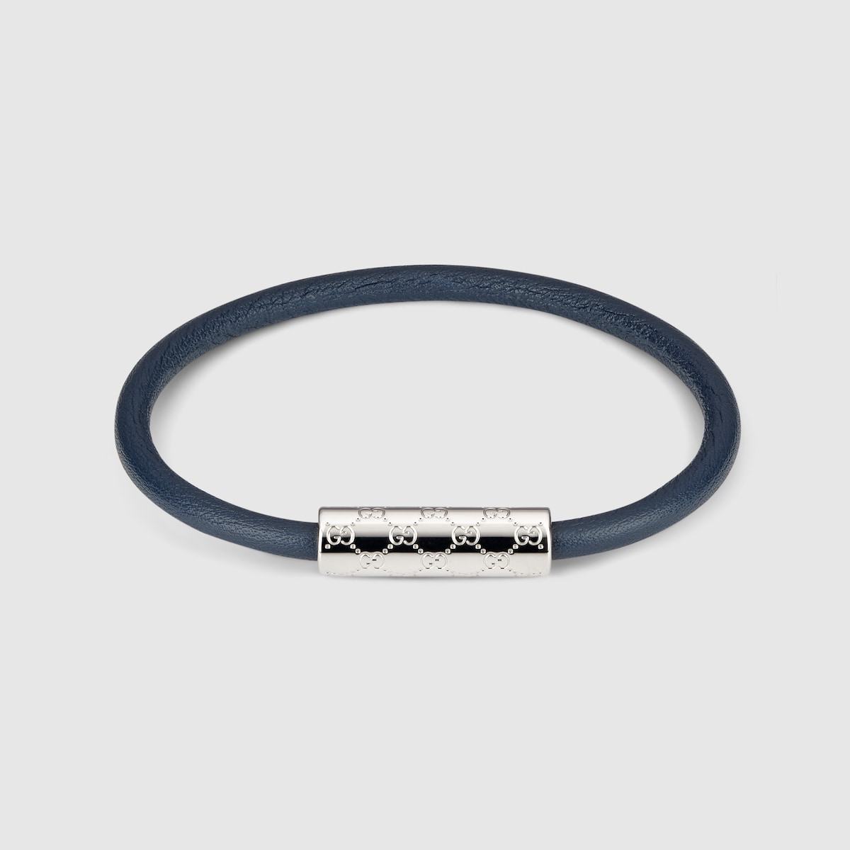 Bracelet with GG detail in forest green leather - thumbnail 3