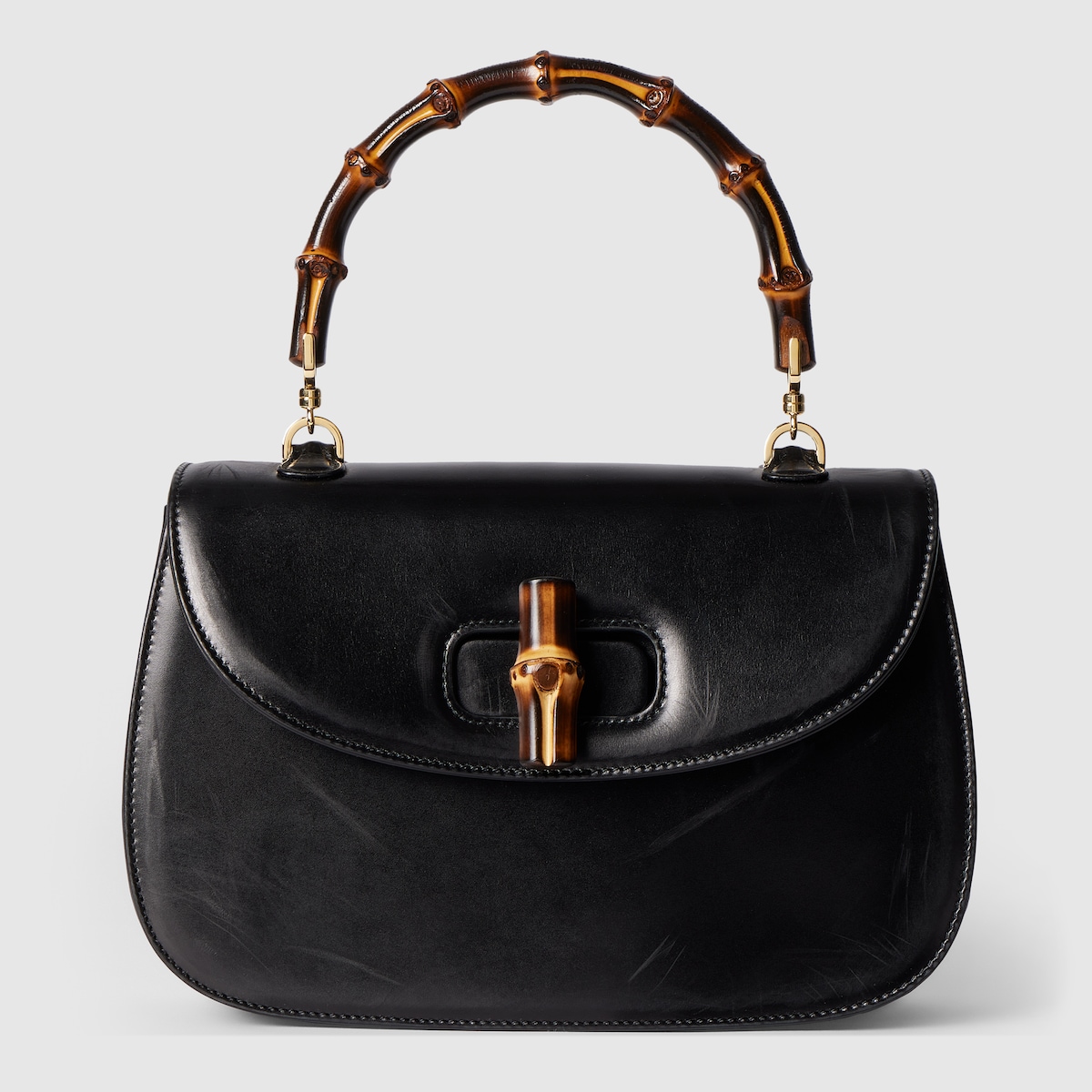 Gucci Bamboo 1947 medium bag in black hand-treated leather