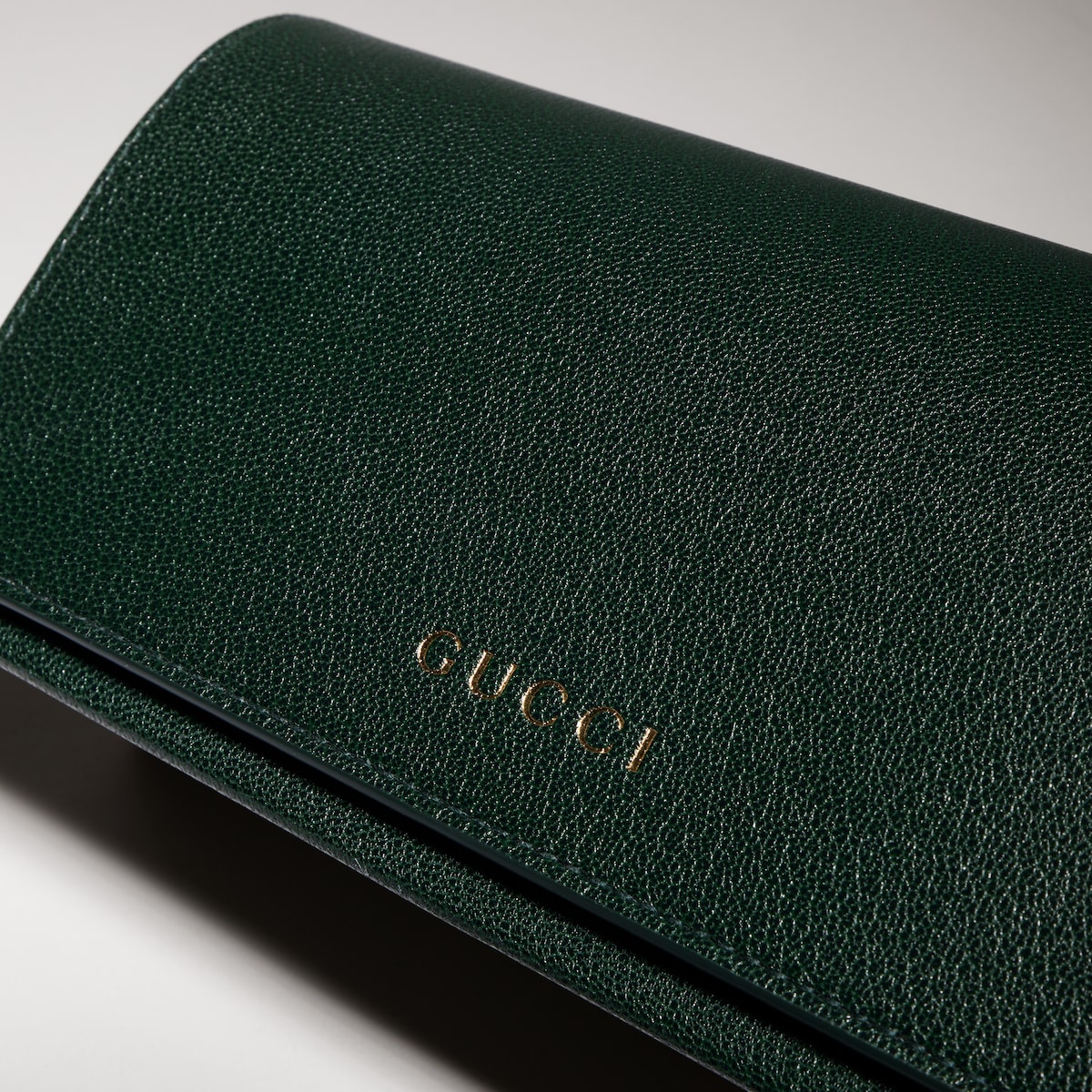 Mini pouch with strap in green leather - thumbnail 5
