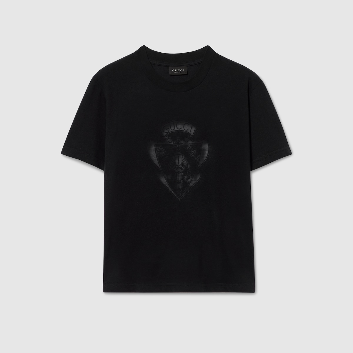 Cotton jersey T-shirt with Gucci crest in black