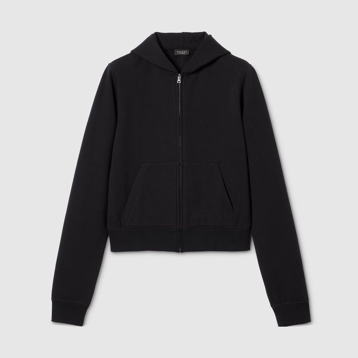 Cotton jersey and cashmere zip jacket in black