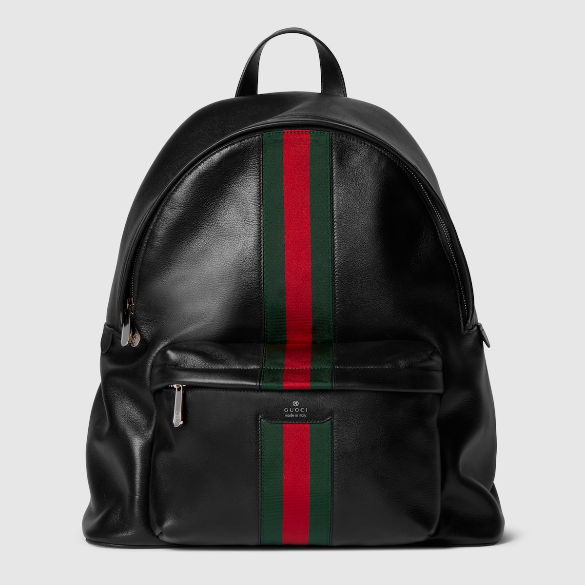 Web Trademark large backpack in black leather