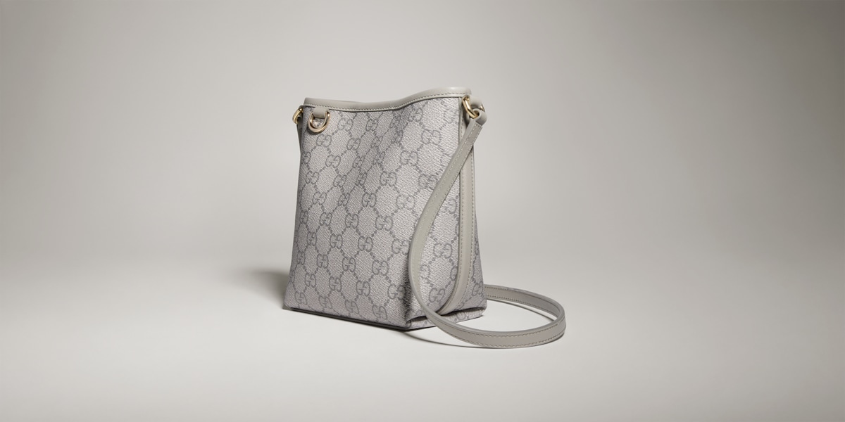GG Emblem nano bucket bag in grey GG fabric | GUCCI® US