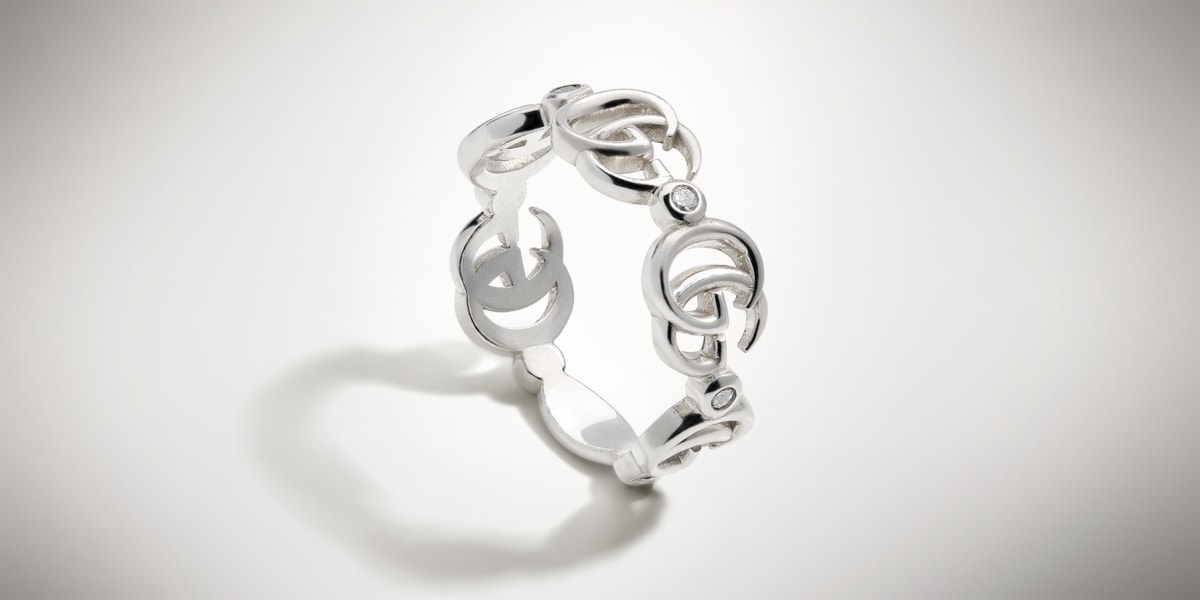 Gg Ring GG Marmont ring with crystals in 925 sterling silver | GUCCI® AU
