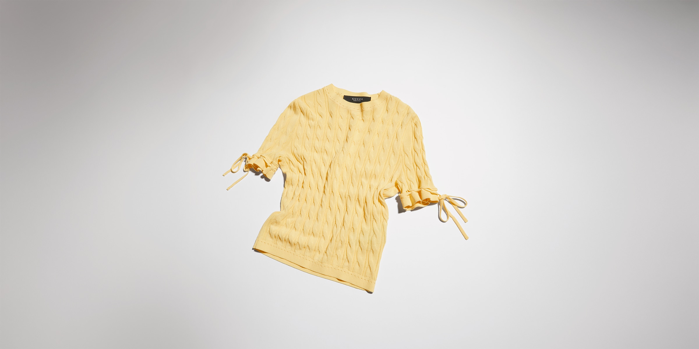 Braided cotton blend top in light yellow | GUCCI® AU