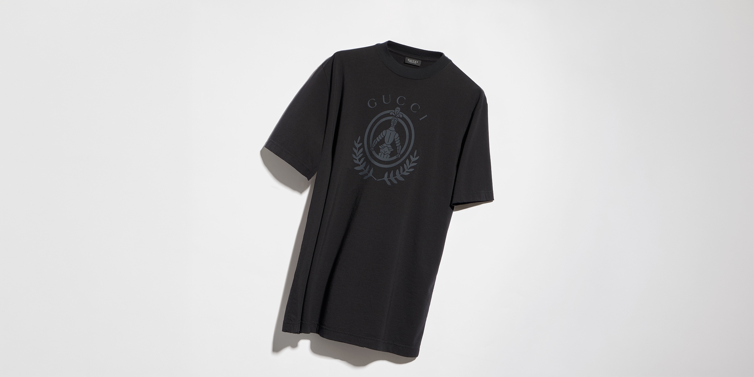 Cotton jersey T-shirt with print in black | GUCCI® SG