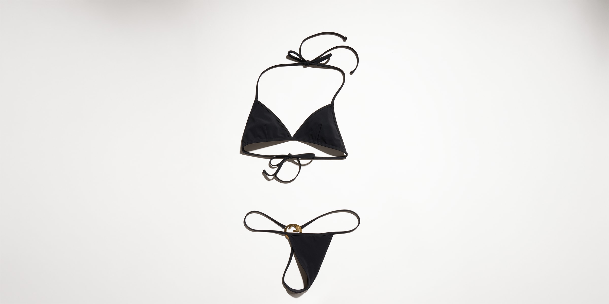 Stretch jersey bikini with Interlocking G in black | GUCCI® CH