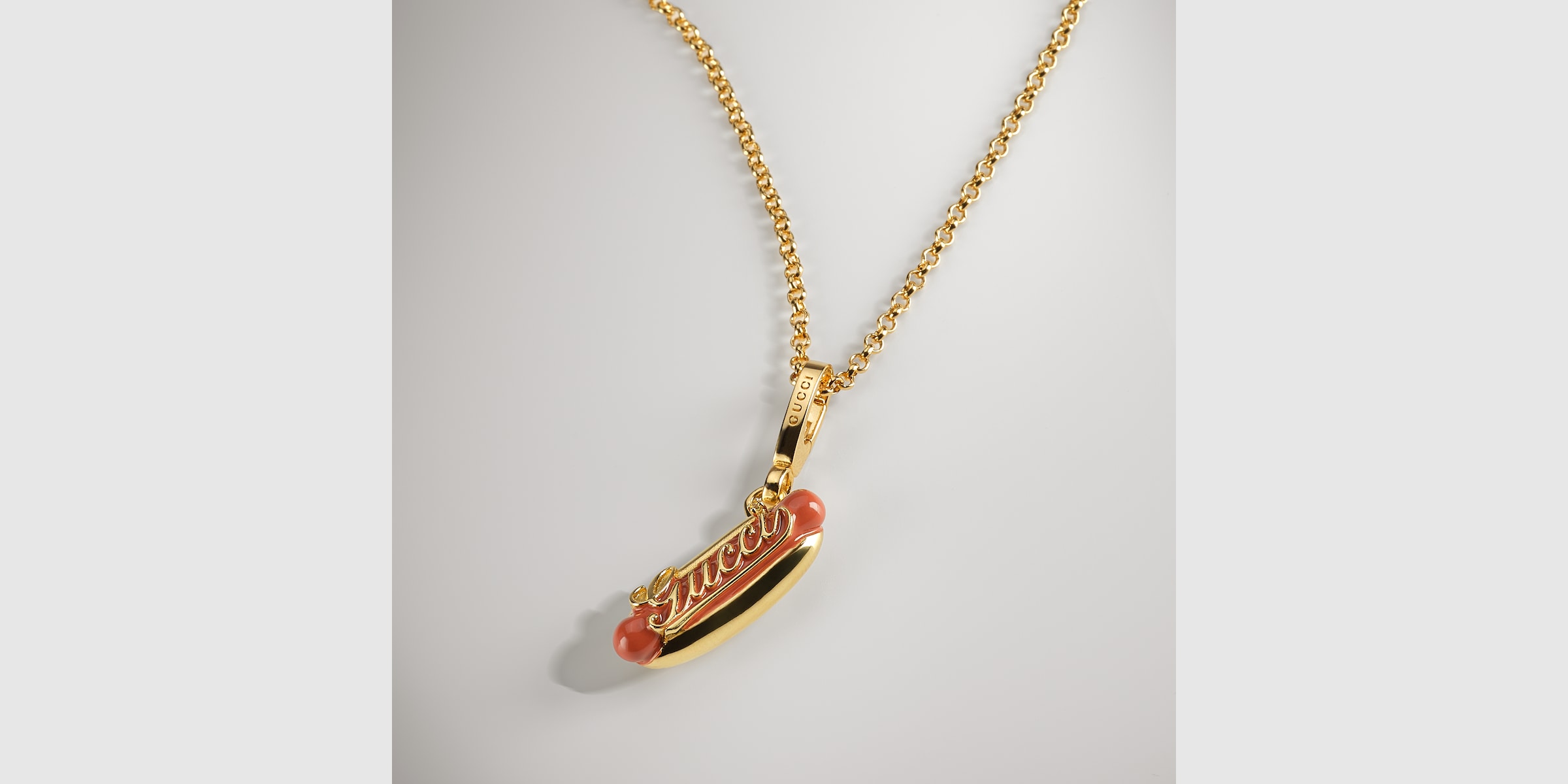 Hotdog pendant chain necklace