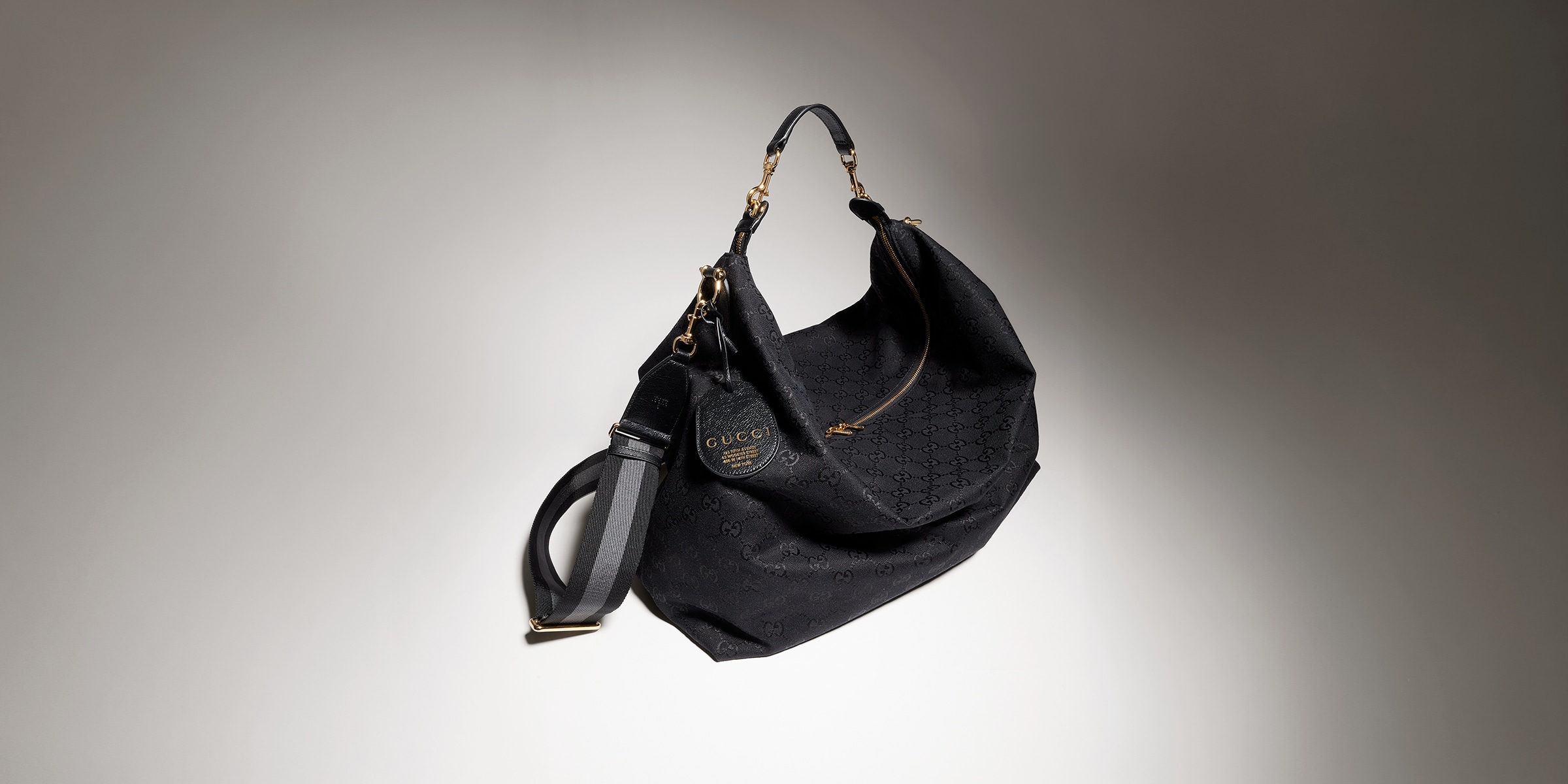 Brera large crossbody bag in grey and black GG canvas | GUCCI® US