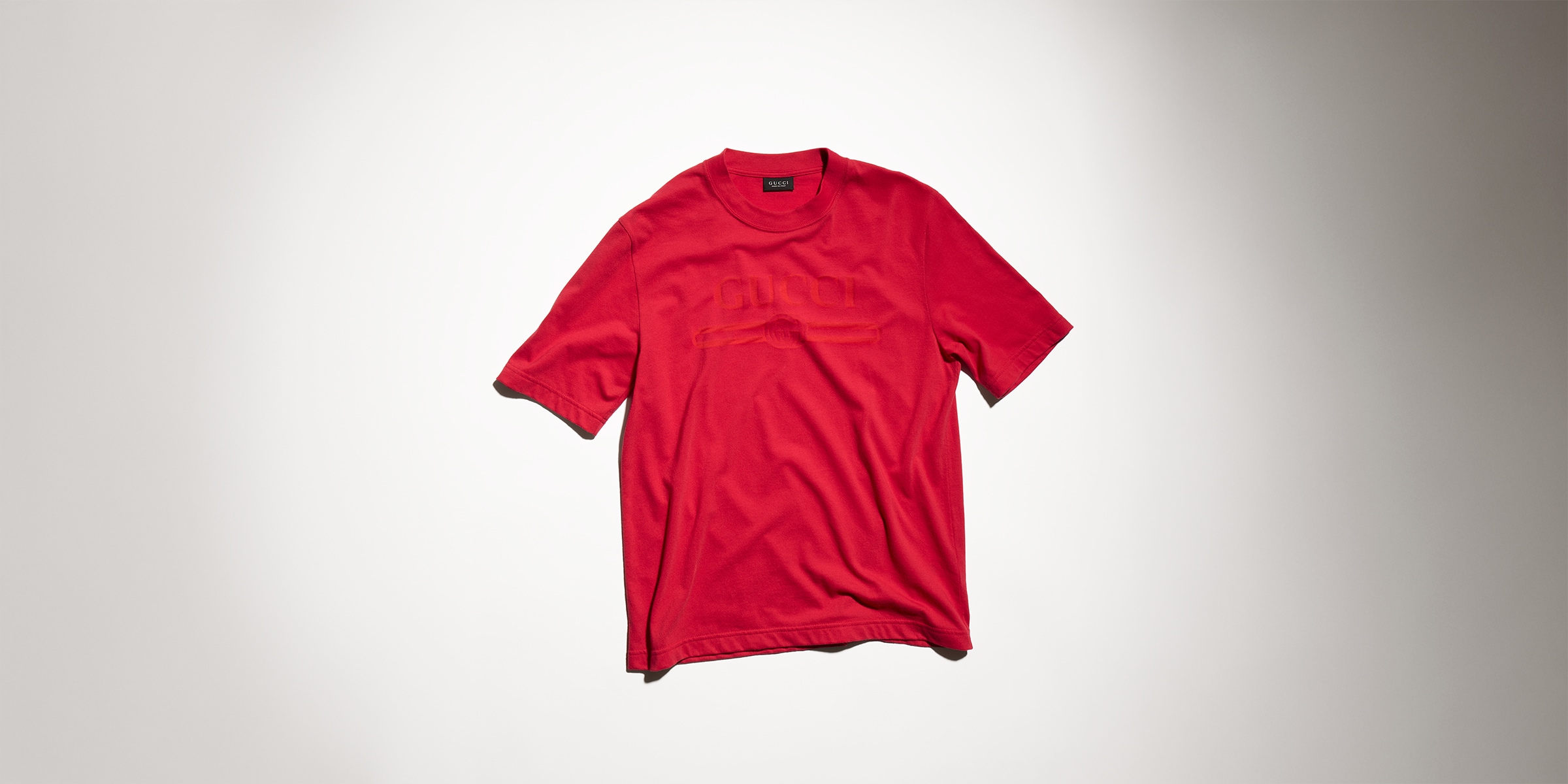 Cotton jersey T-shirt with devoré detail in red | GUCCI® US