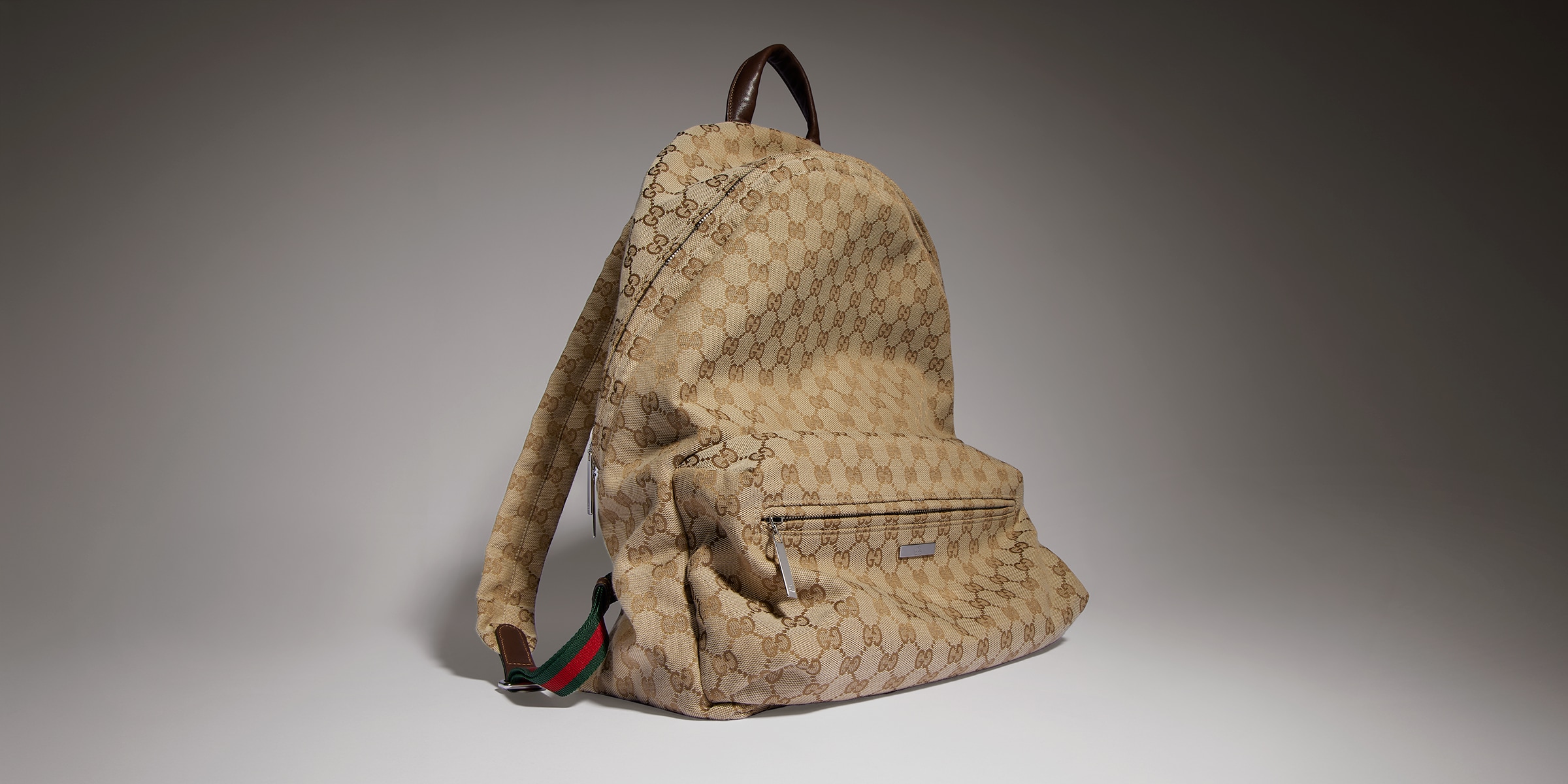 Large Gucci Tag backpack in sand and brown GG canvas | GUCCI® US