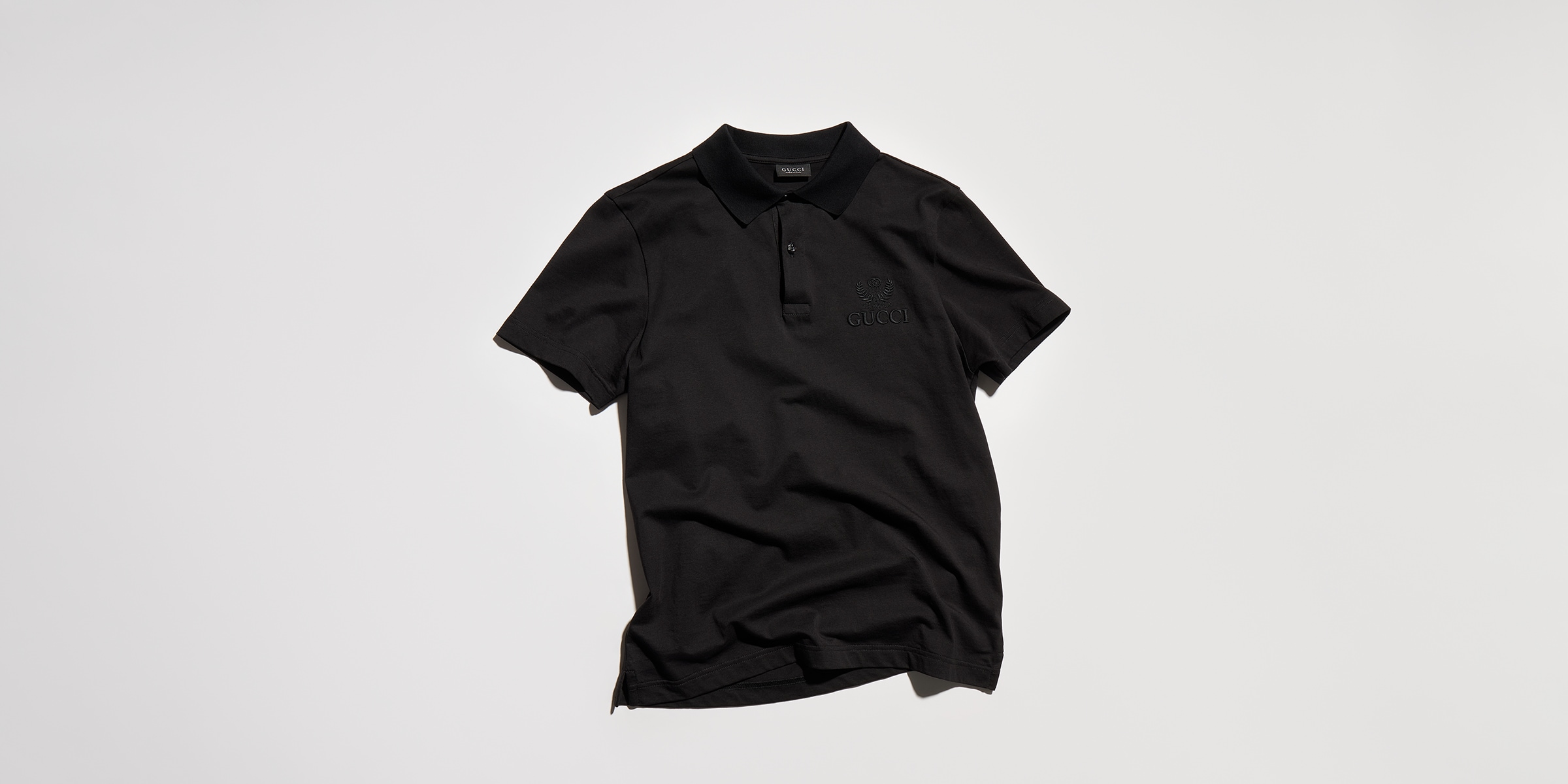 Cotton jersey polo shirt with embroidery in black | GUCCI® US