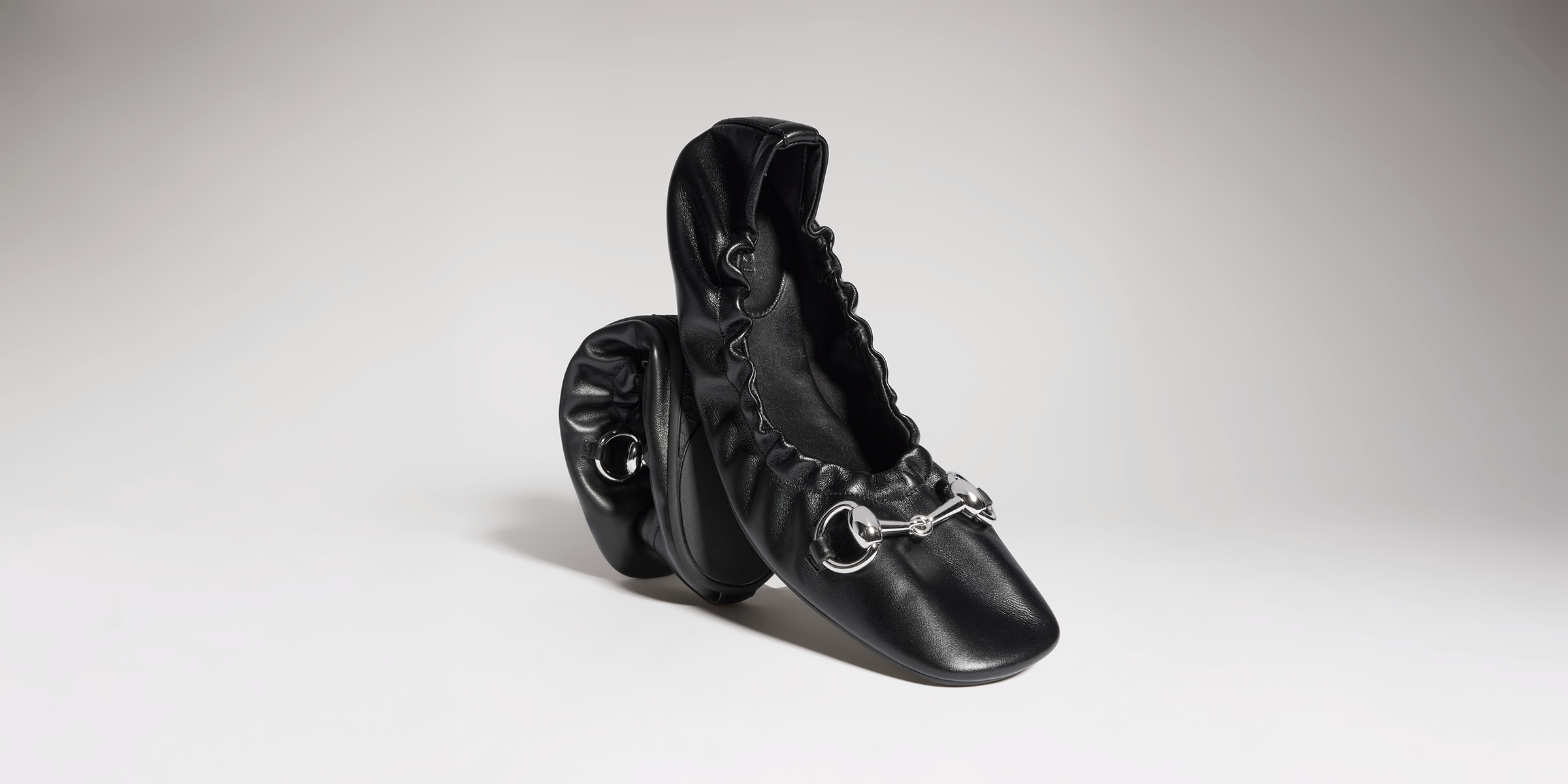 Women's Prima ballet flat in black leather | GUCCI® CA
