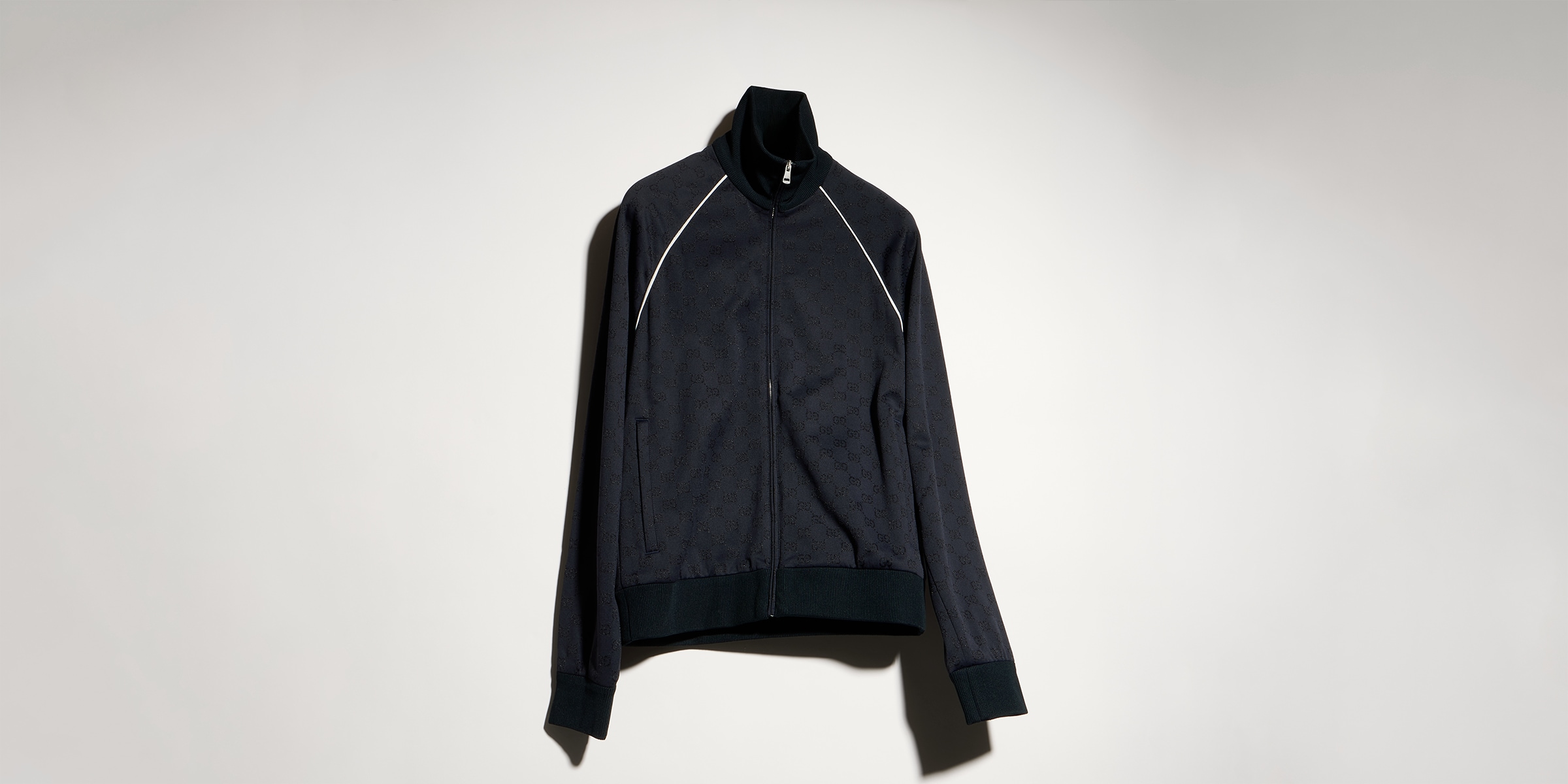 GG nylon and jersey zip jacket in navy | GUCCI® US