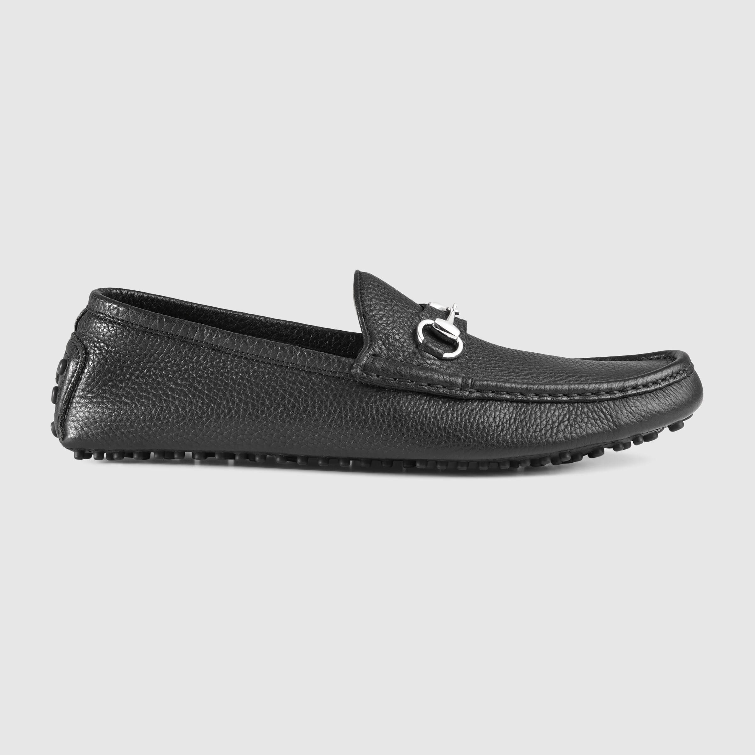 gucci leather driver with horsebit