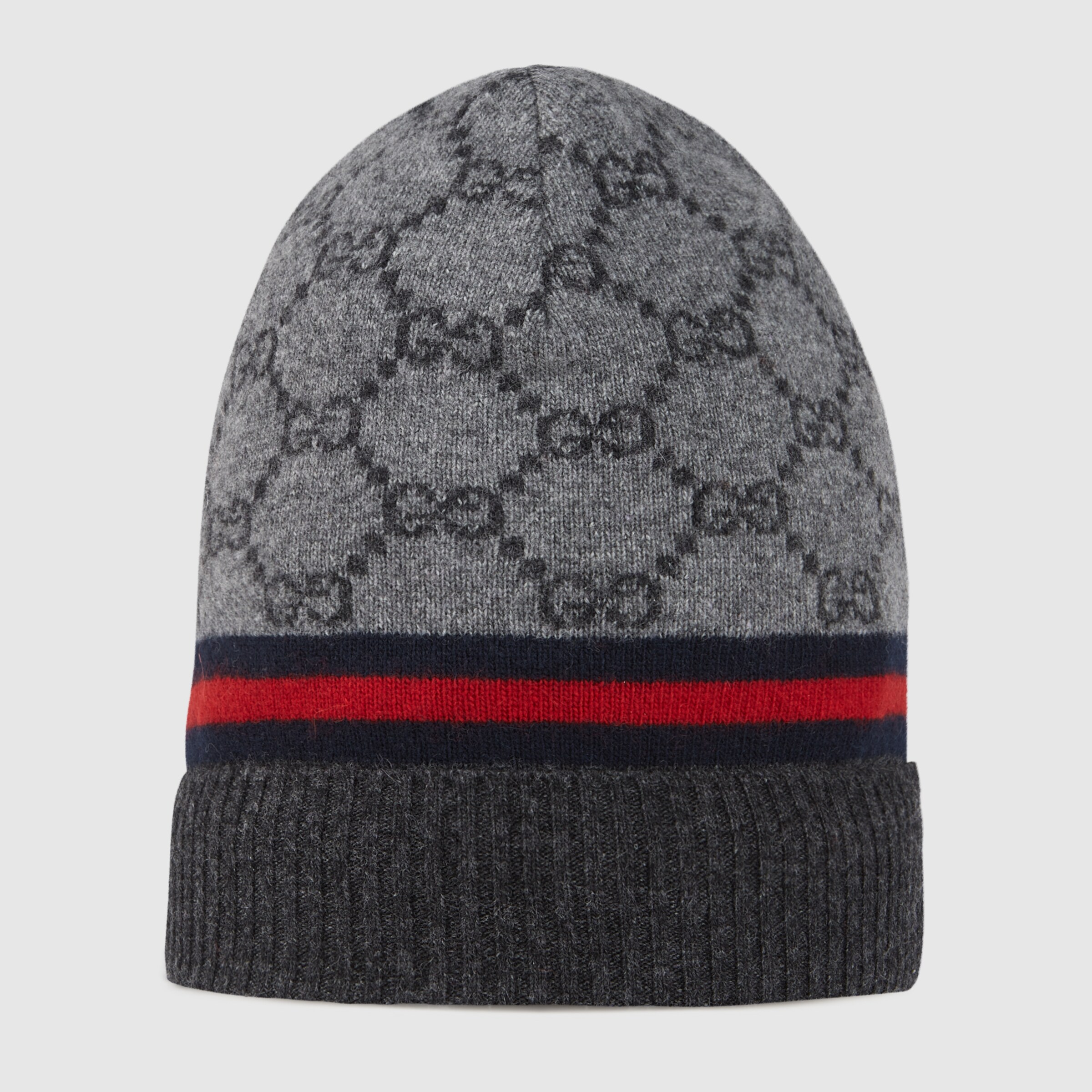 GG pattern hat with  detail Gucci Men's Beanies 2706433G8901461