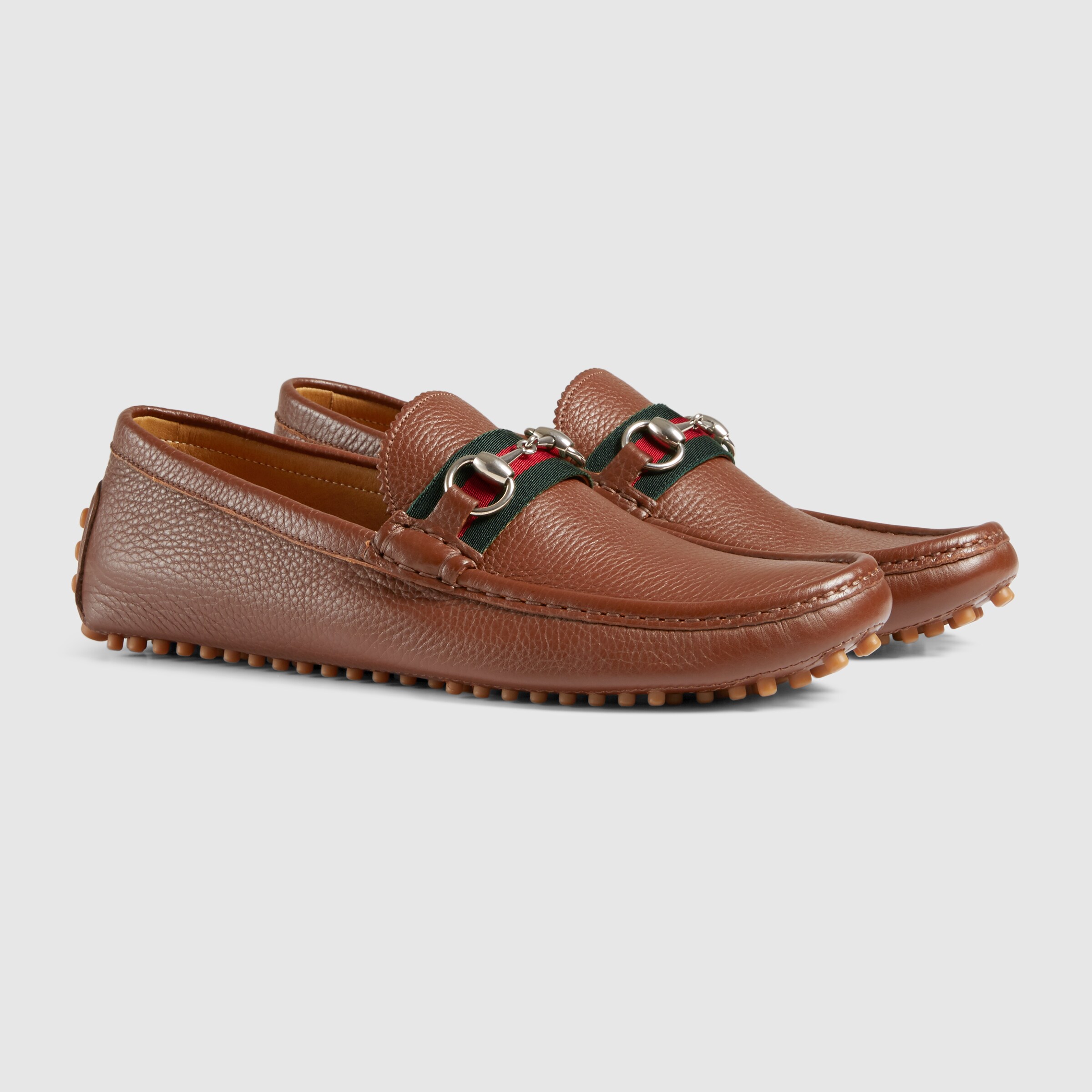 gucci leather driver with horsebit