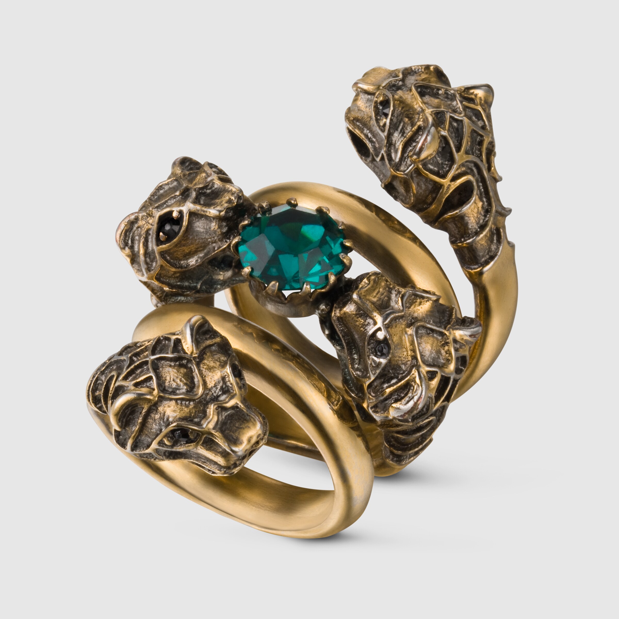 Double wrap ring with tiger heads - Gucci Fashion Rings 401983I59968488