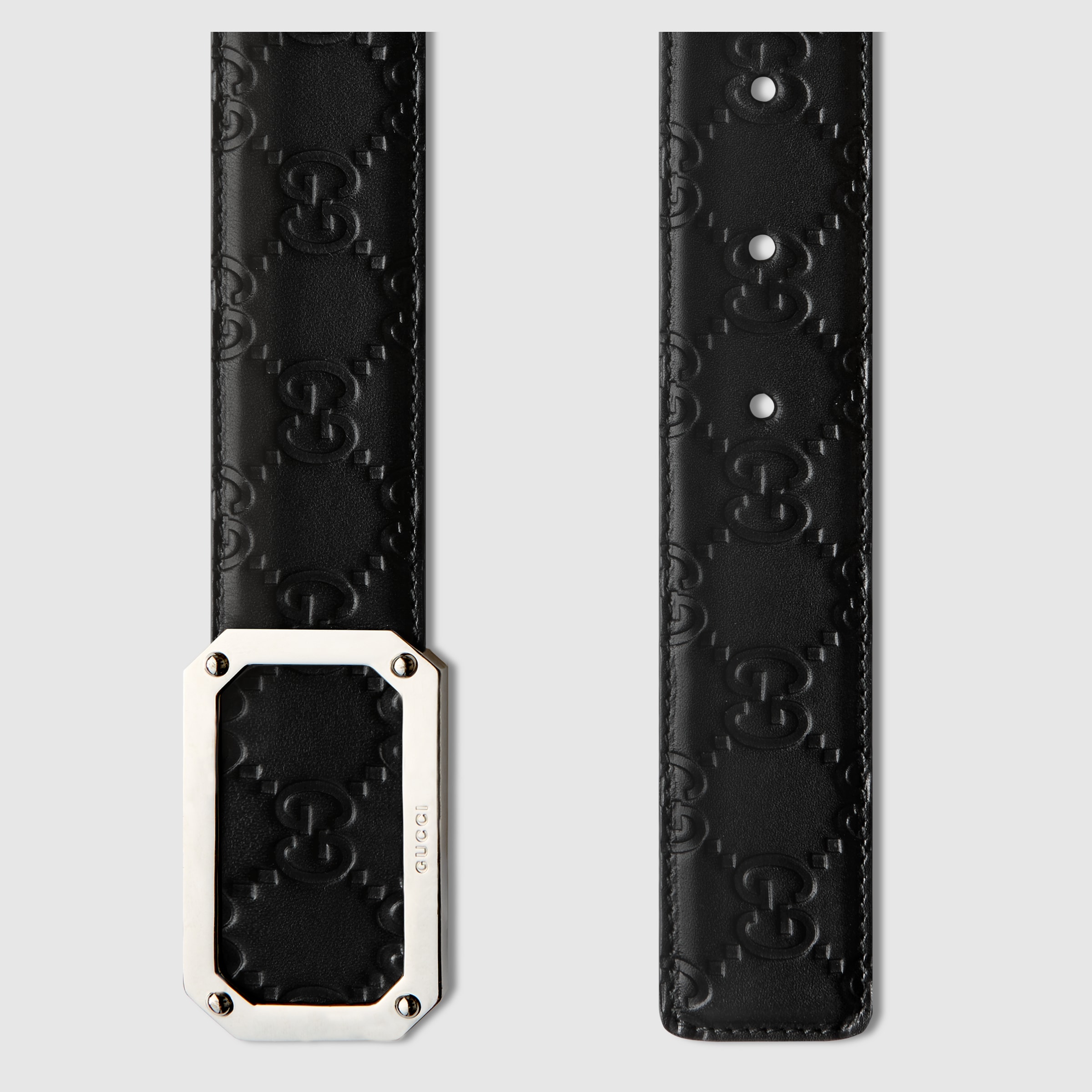 GUCCI 黒 レザー ベルト 409417 70-85 GUCCI Double G Buckle Leather Belt Black 409417
