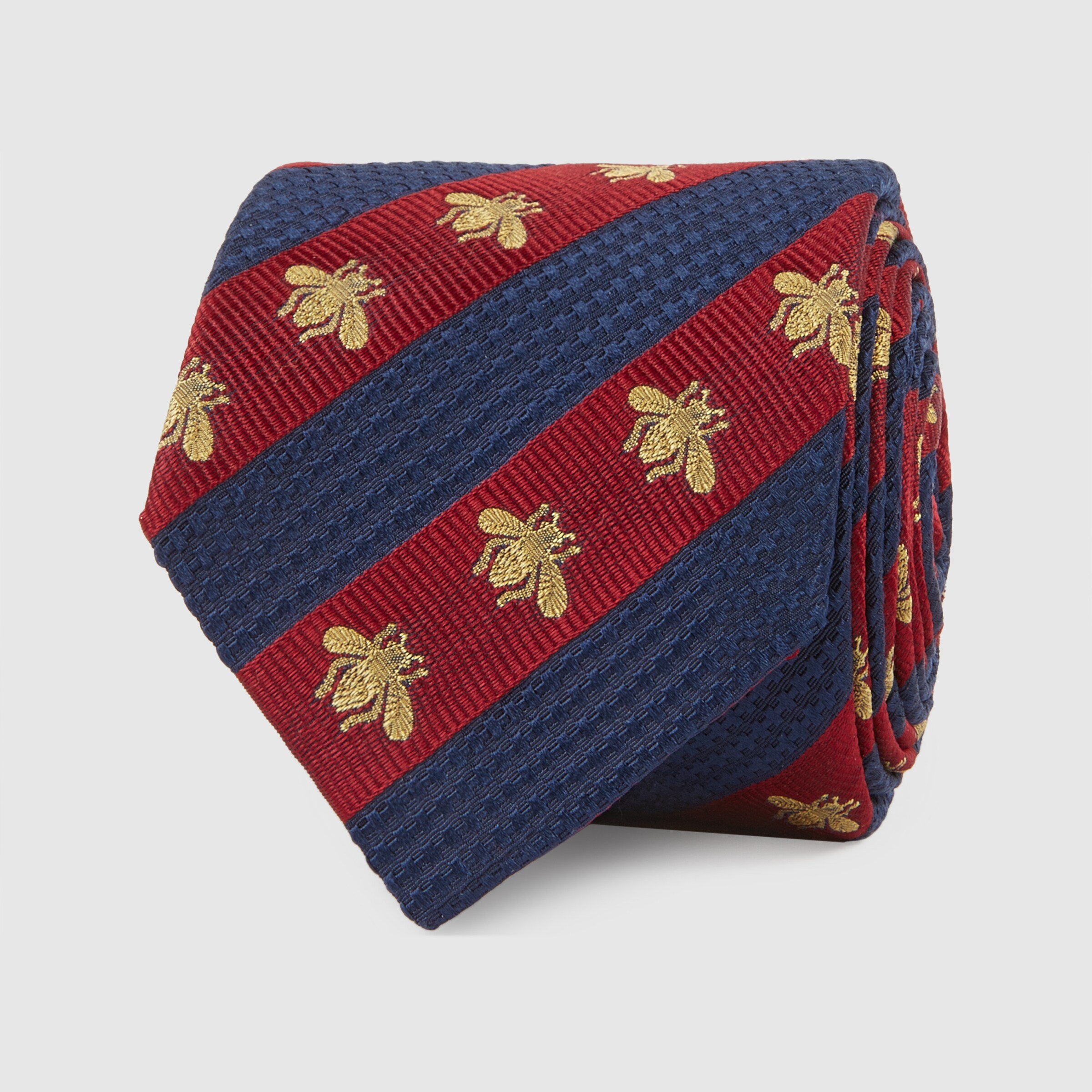 Striped silk tie with bees Gucci Men's Ties 4020944E0024074