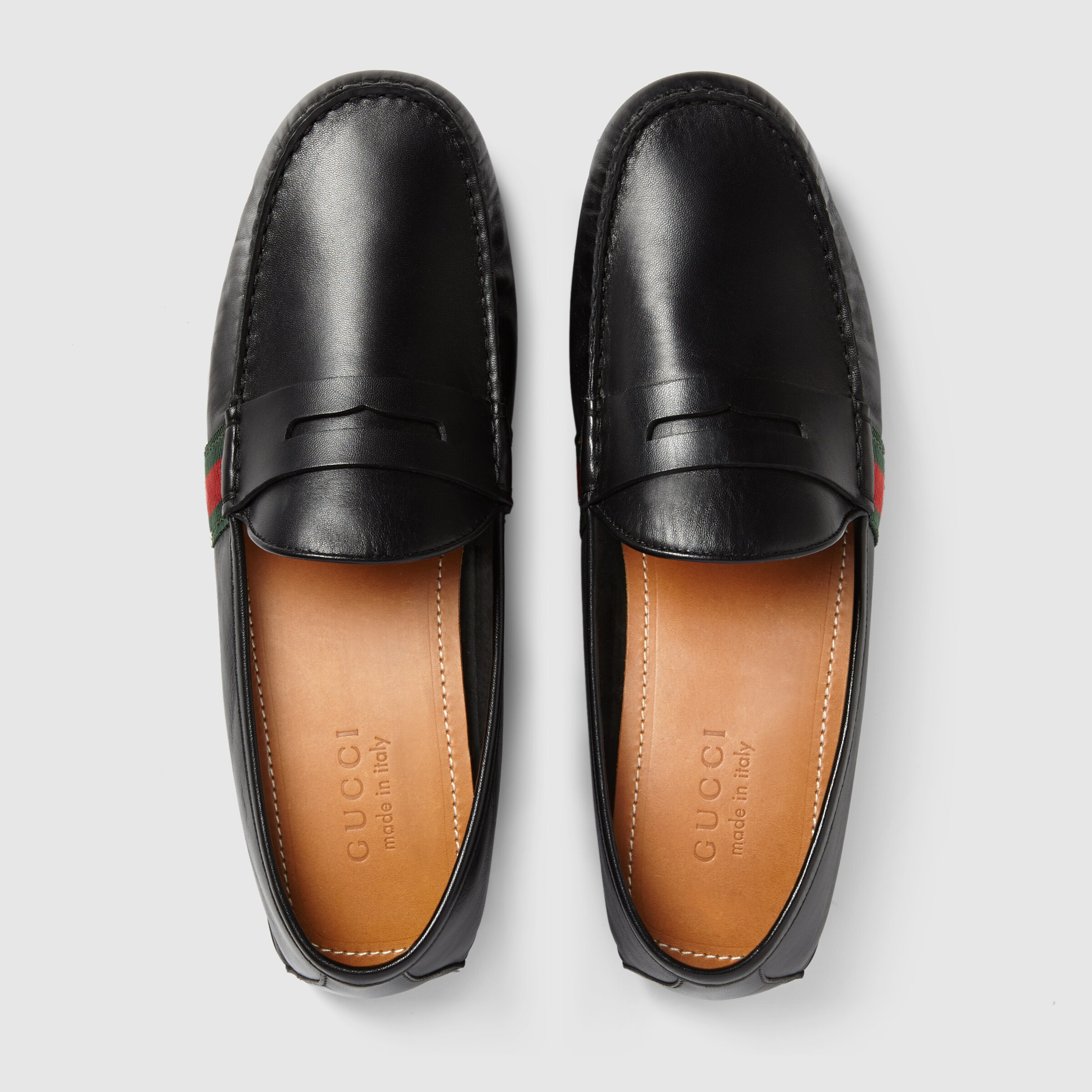 gucci web leather driver