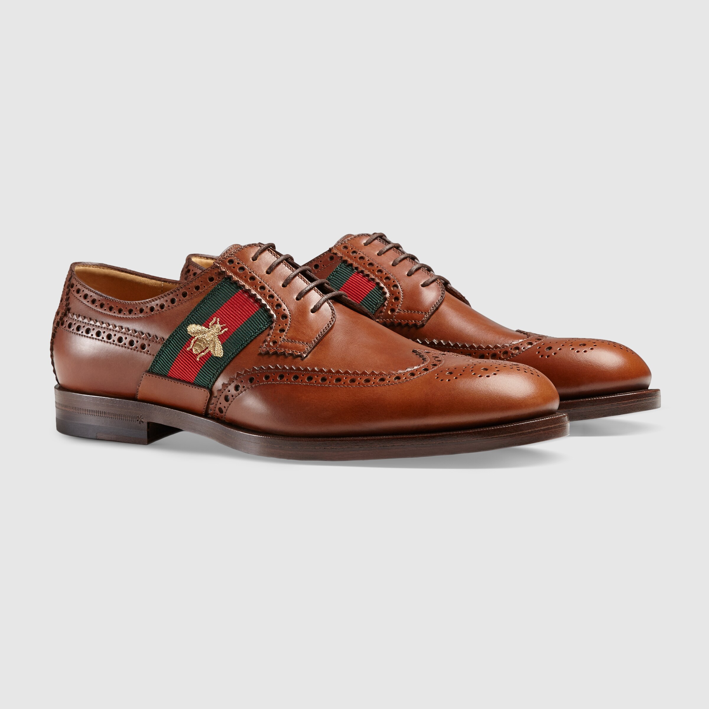 Leather laceup with bee  Gucci Men's Laceups 407300DKG202560