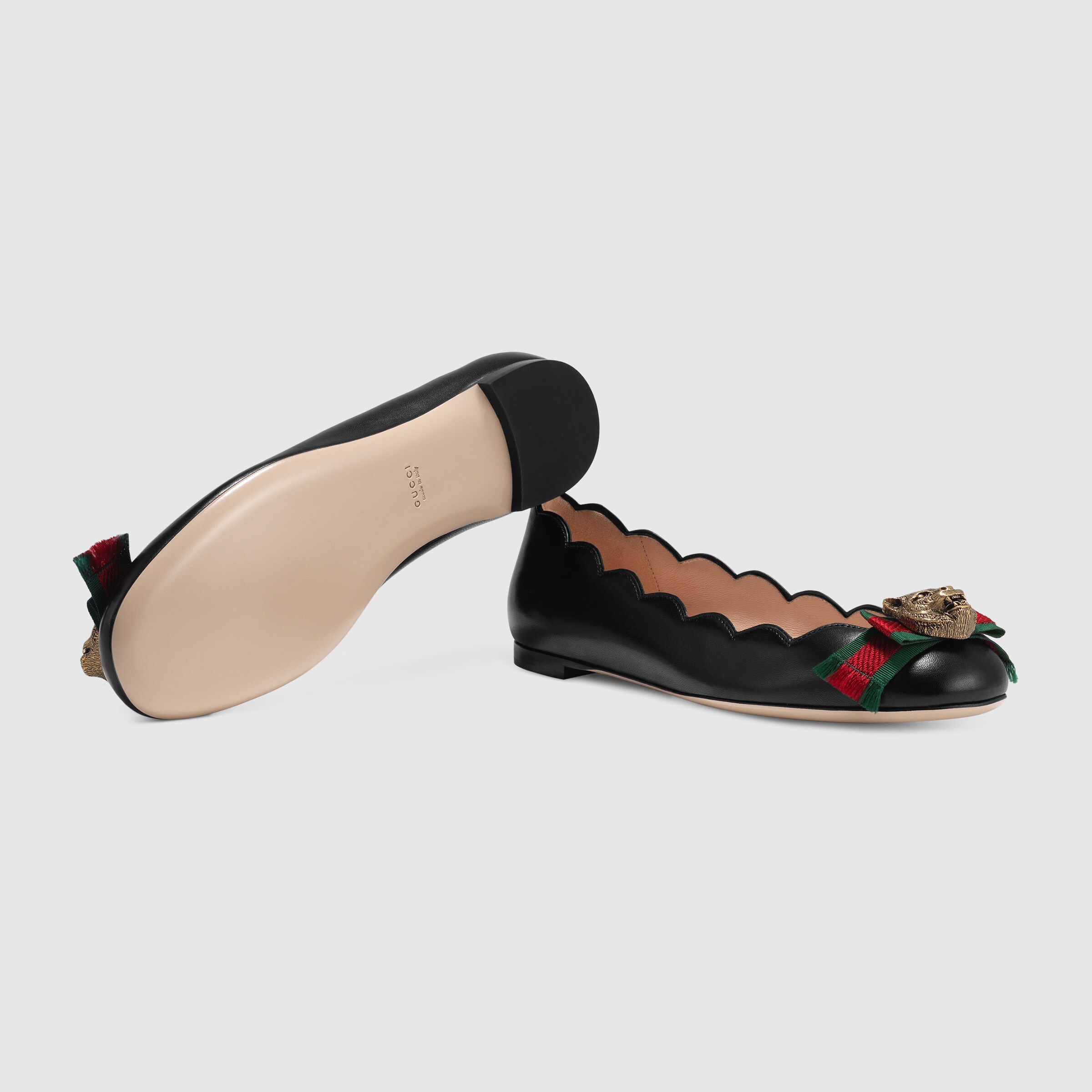 gucci ballerina flats with chain