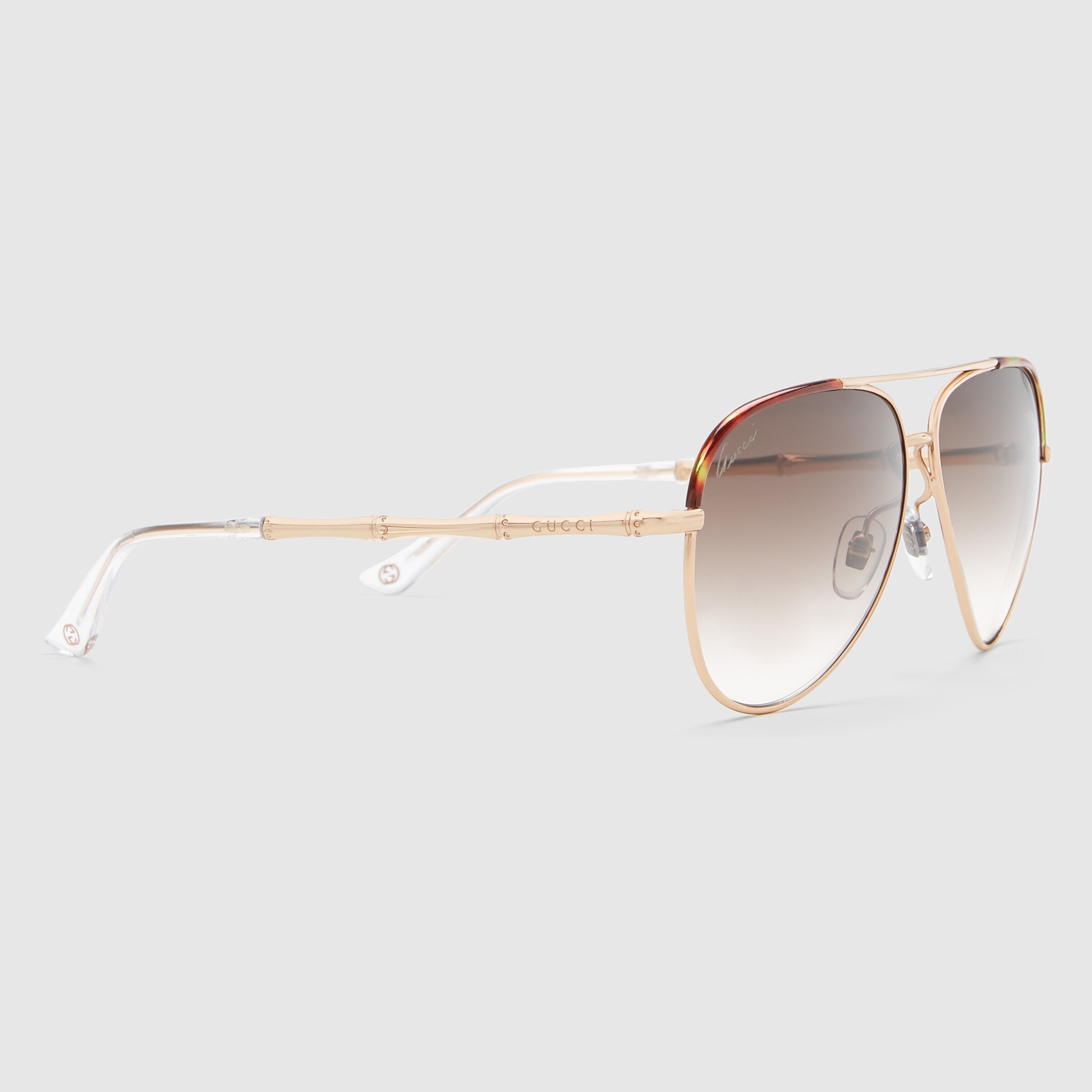 rame aviator oro occhiali da sole Gucci