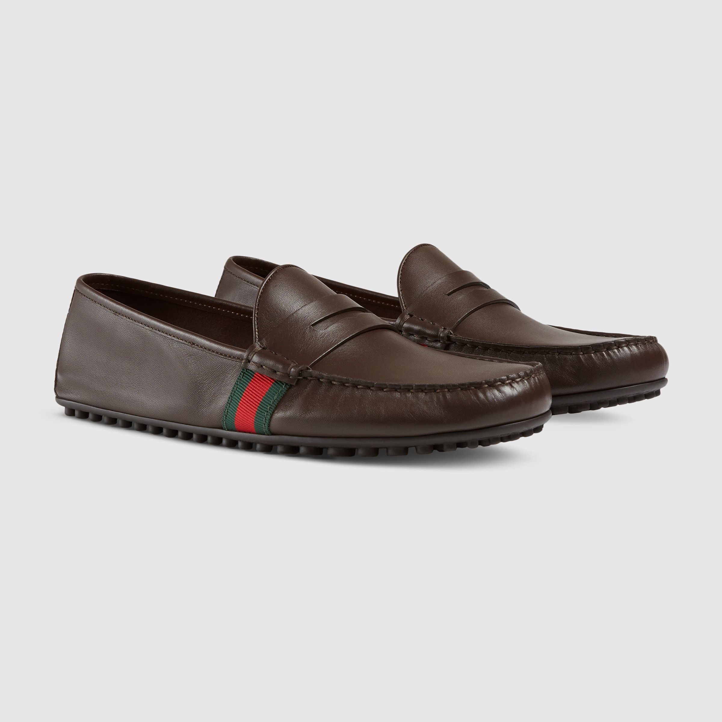 gucci web leather driver