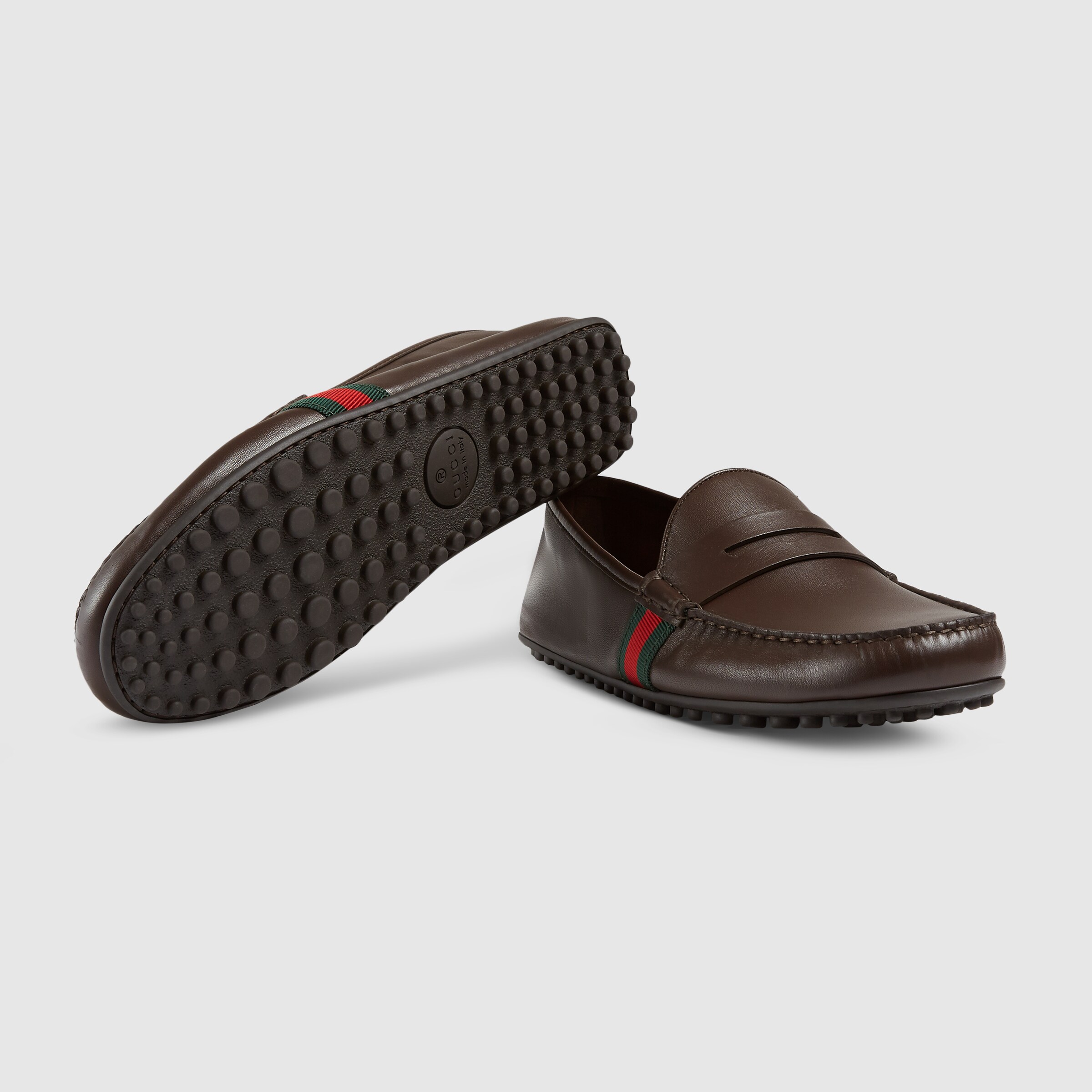 gucci web leather driver