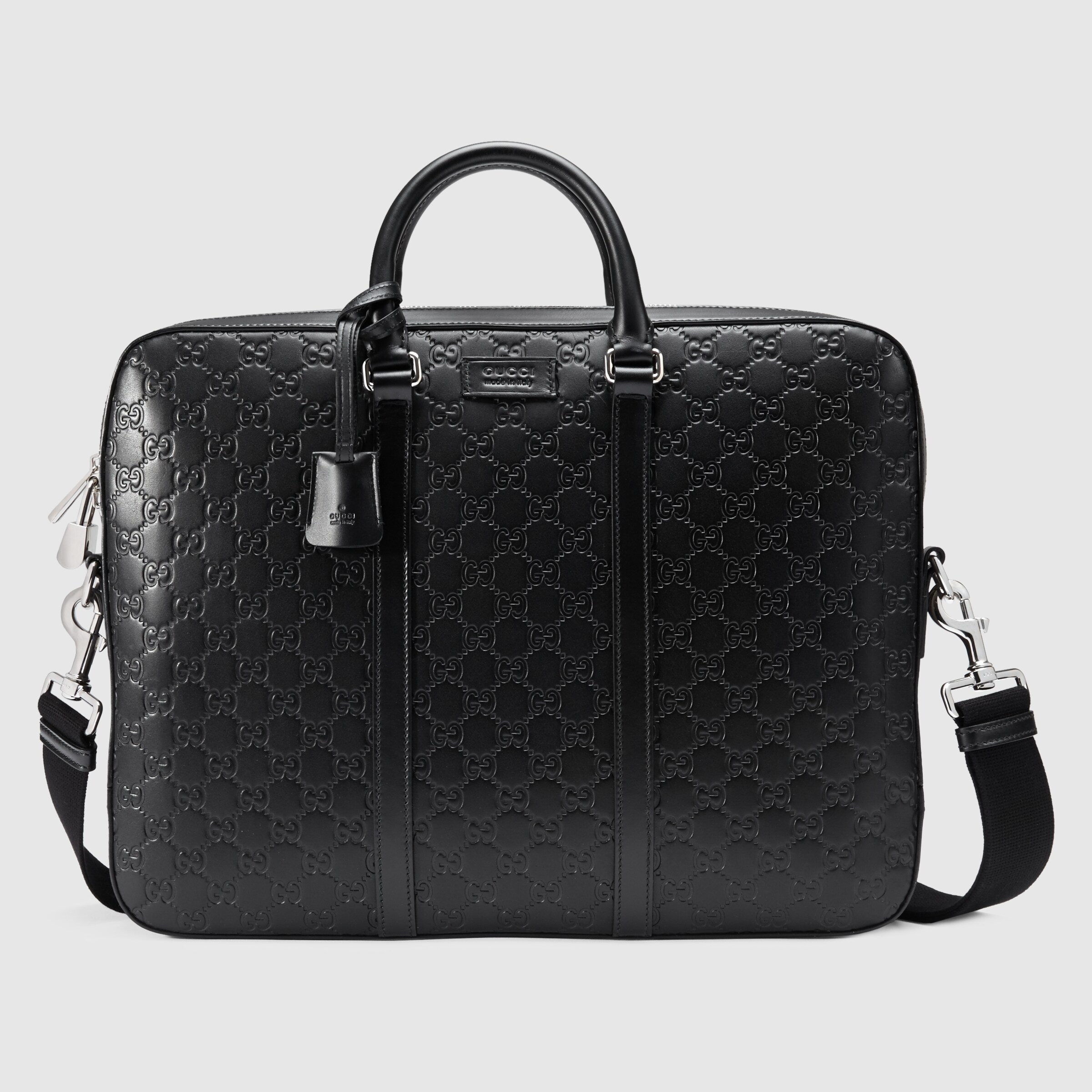 gucci black leather briefcase