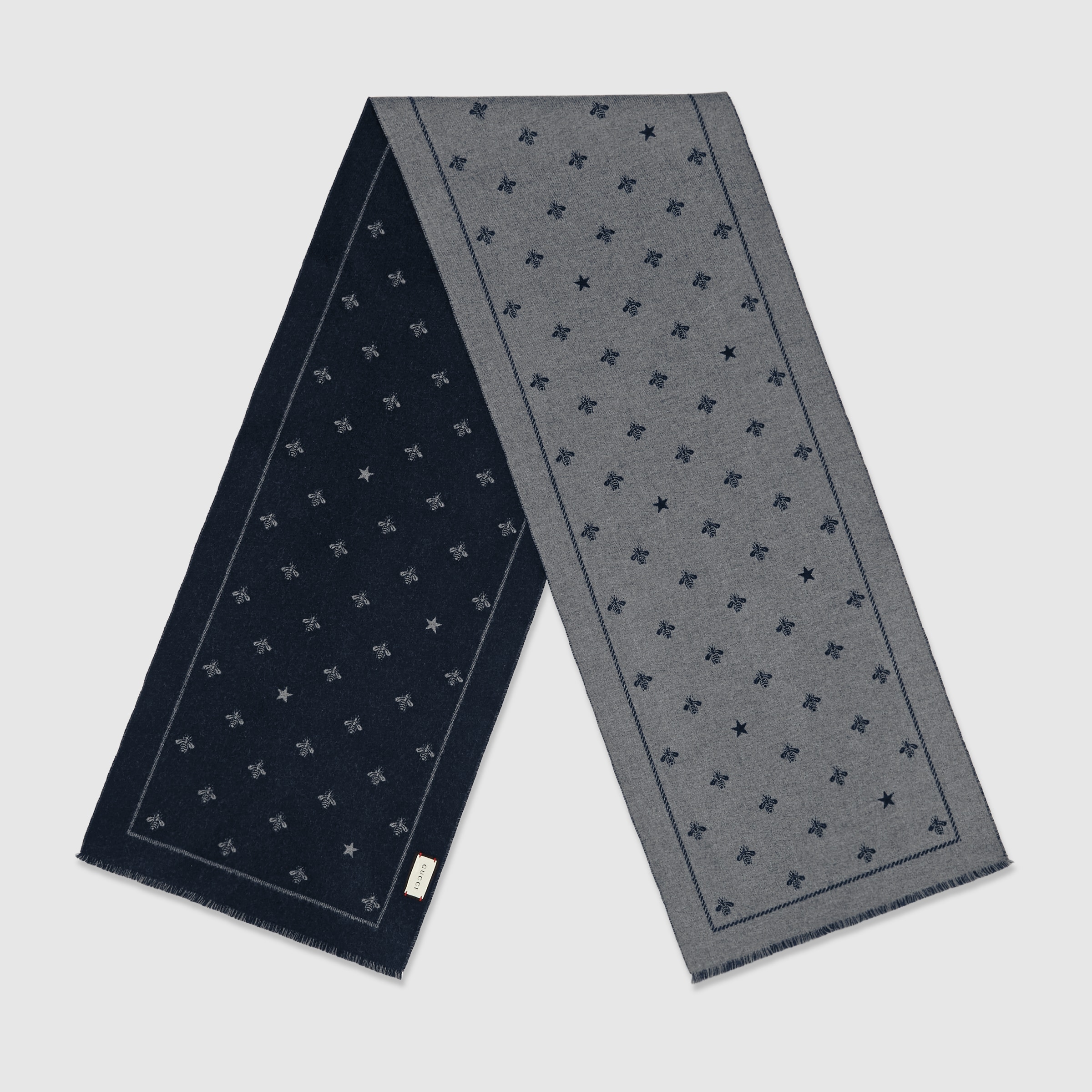 Wool scarf with bees and stars Gucci Men's Cold Weather 4305834G2001468