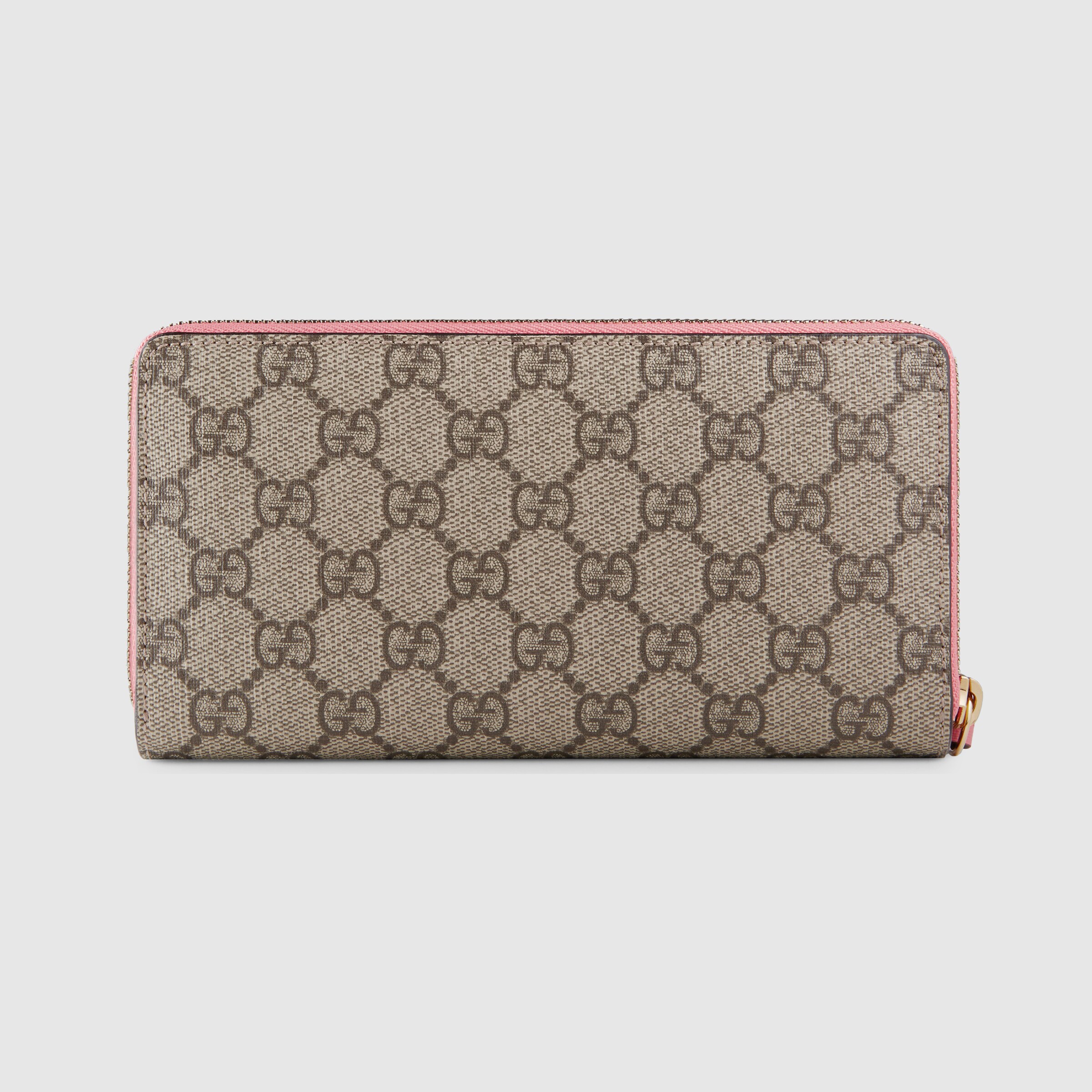 Zip around wallet with embroidered face Gucci Women's Zip Around
