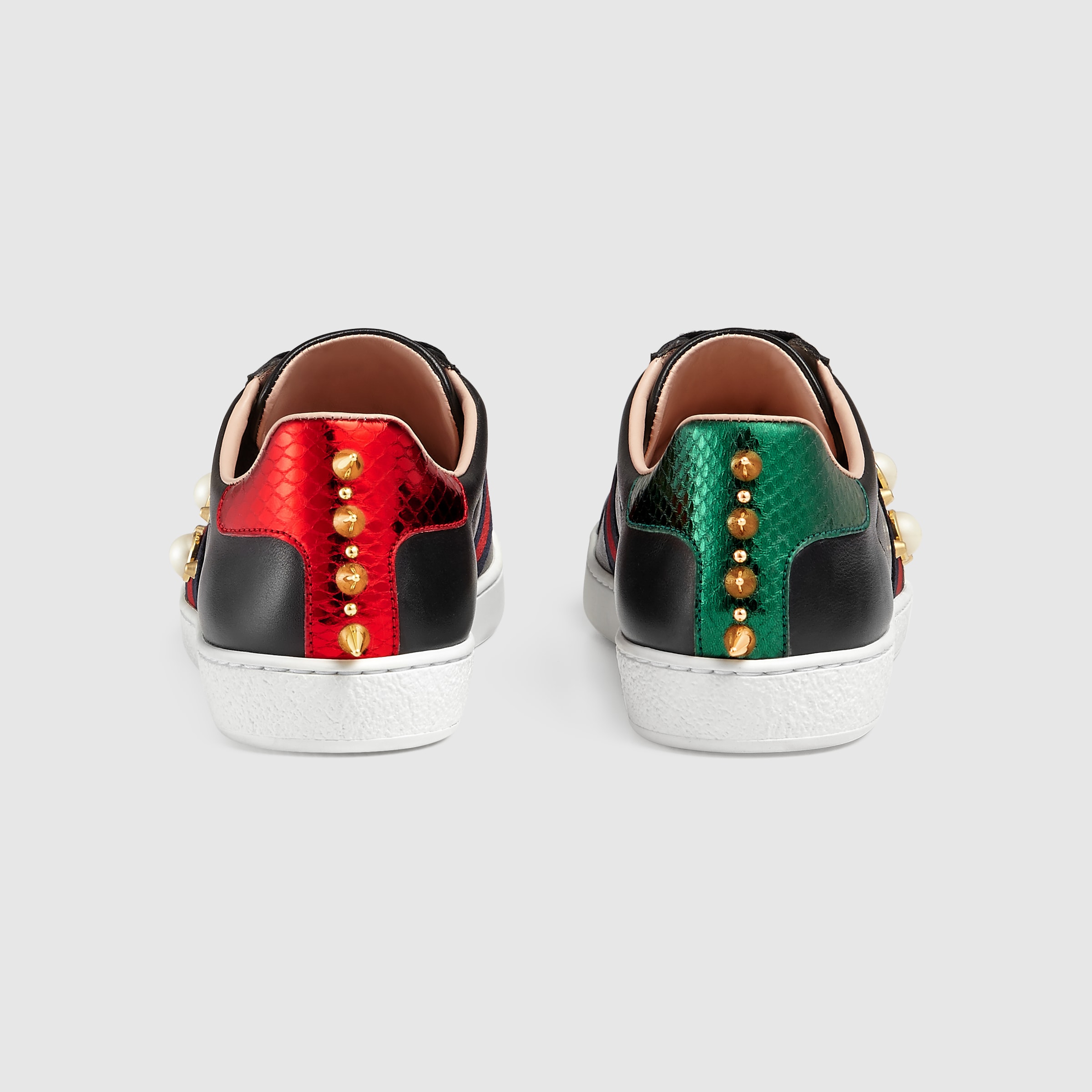 gucci stud web leather sneakers