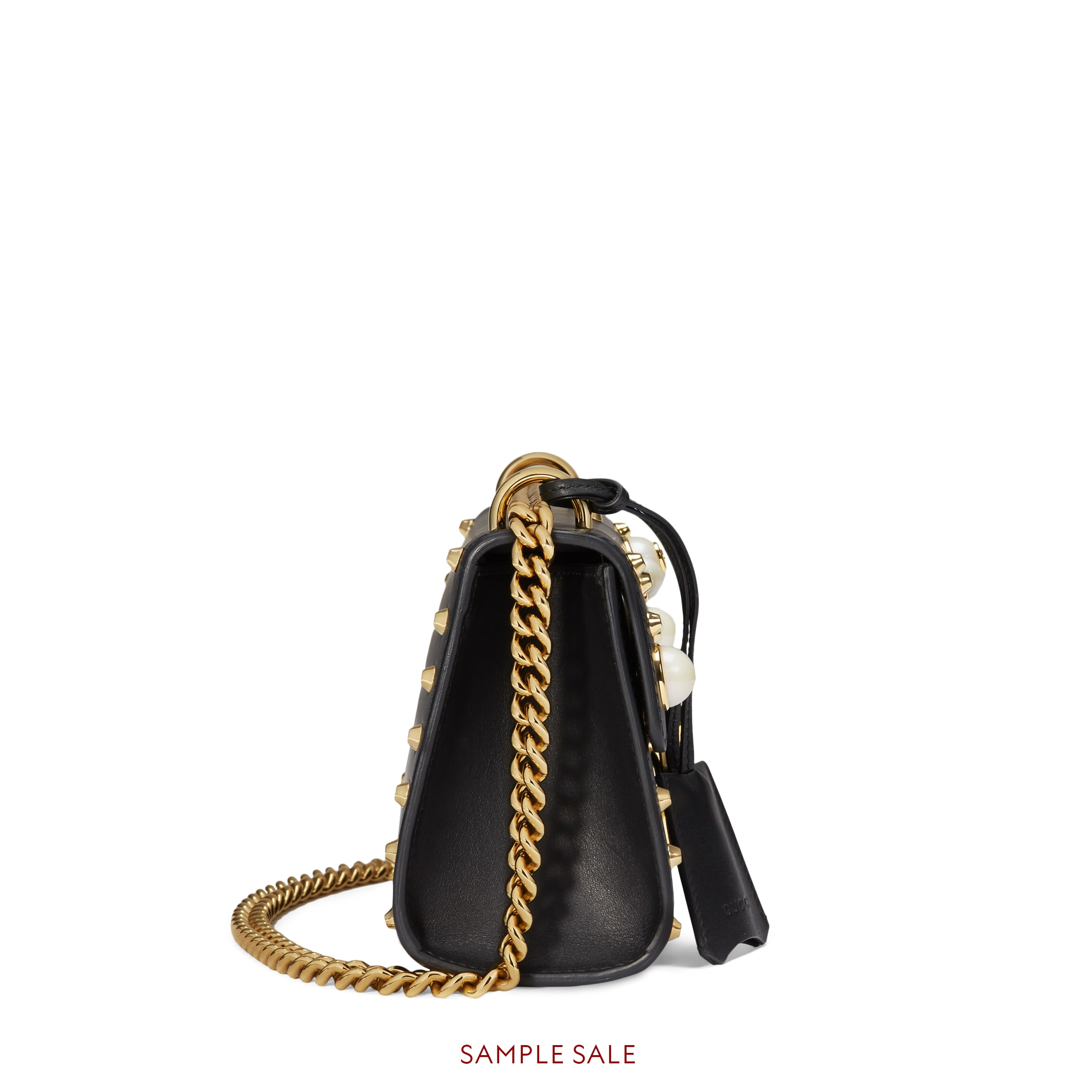 padlock真皮肩背包,配以铆钉细节