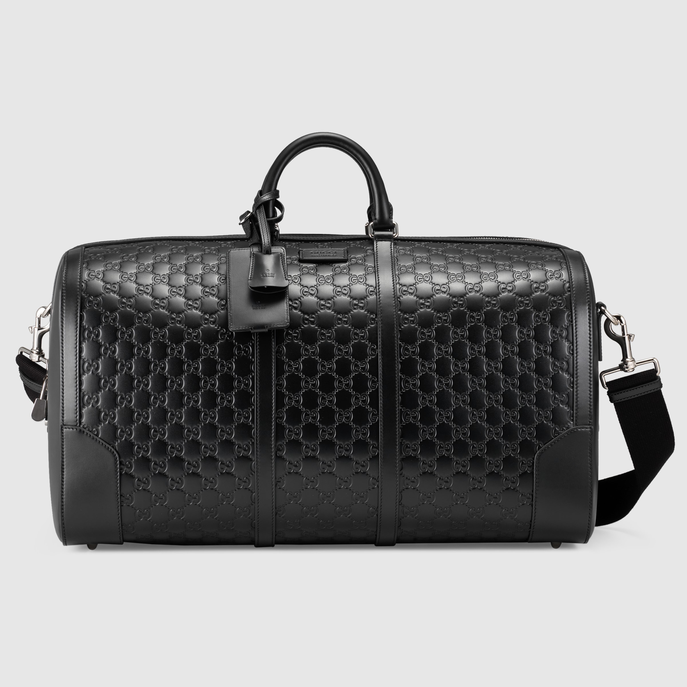 gucci black leather duffle bag