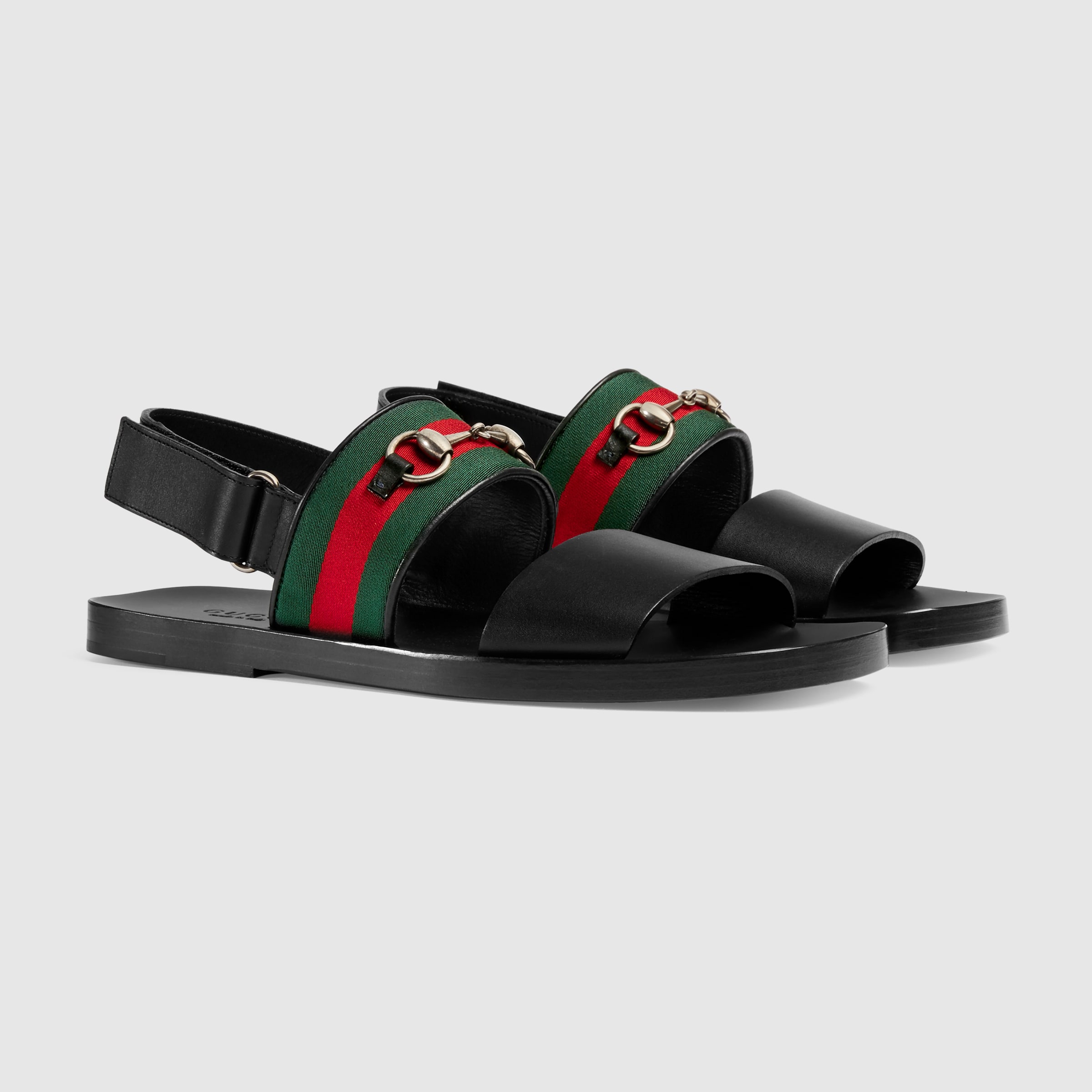 Leather Web sandal - Gucci Men's Sandals 429214ARPA01098