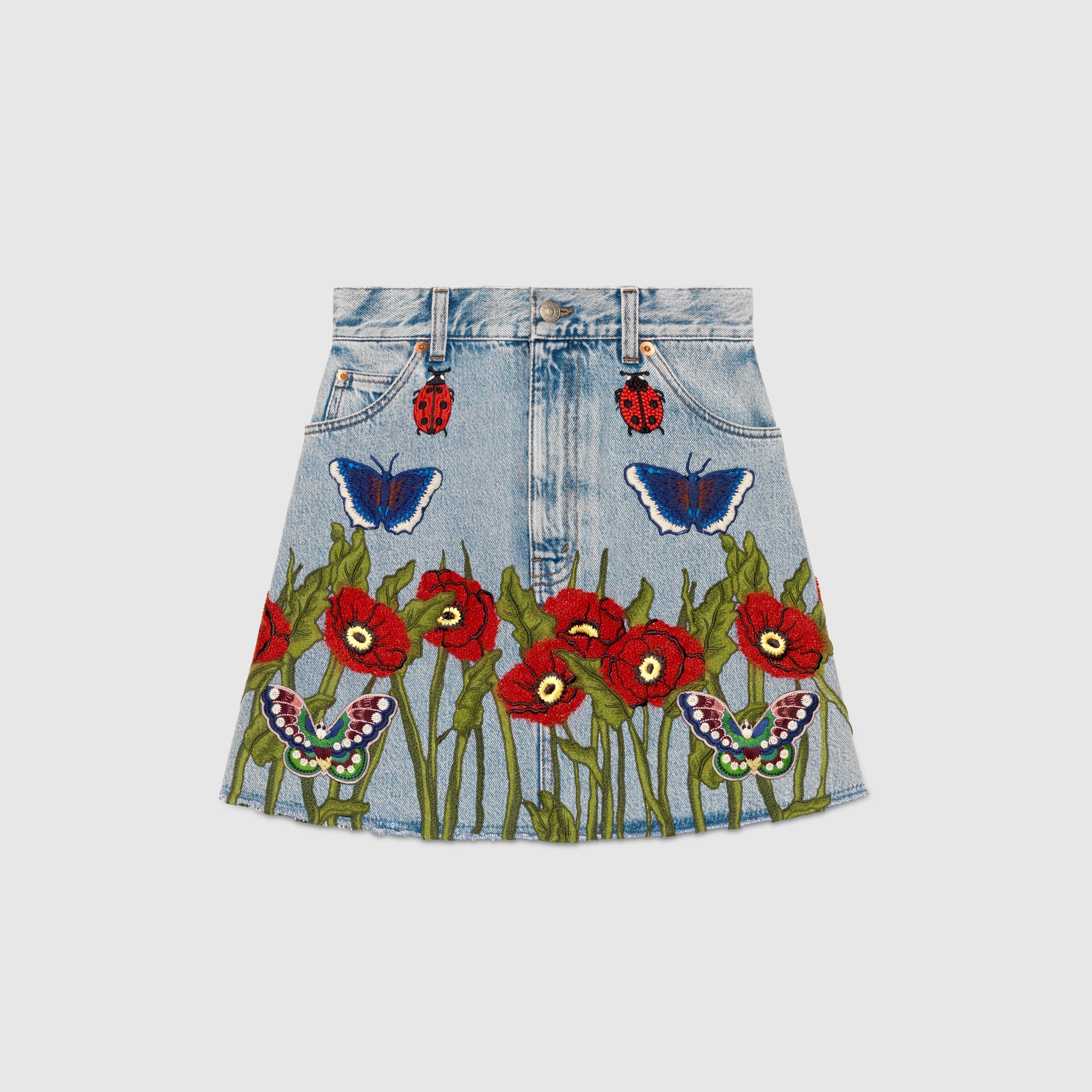 embroidered denim skirt gucci s skirts 433038xr2744425 embroidered denim skirt gucci s skirts 433038xr2744425