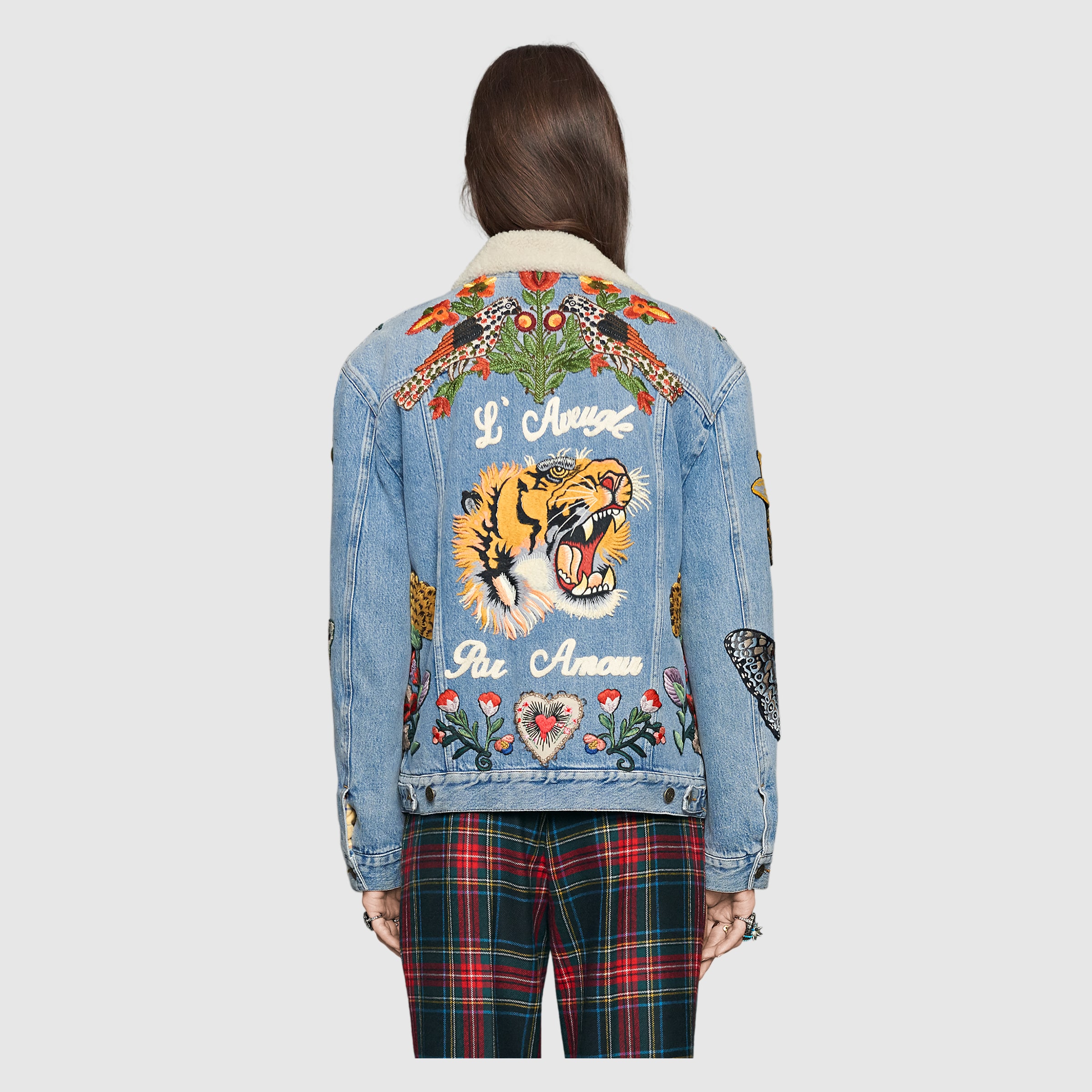 gucci veste en jean avec broderies