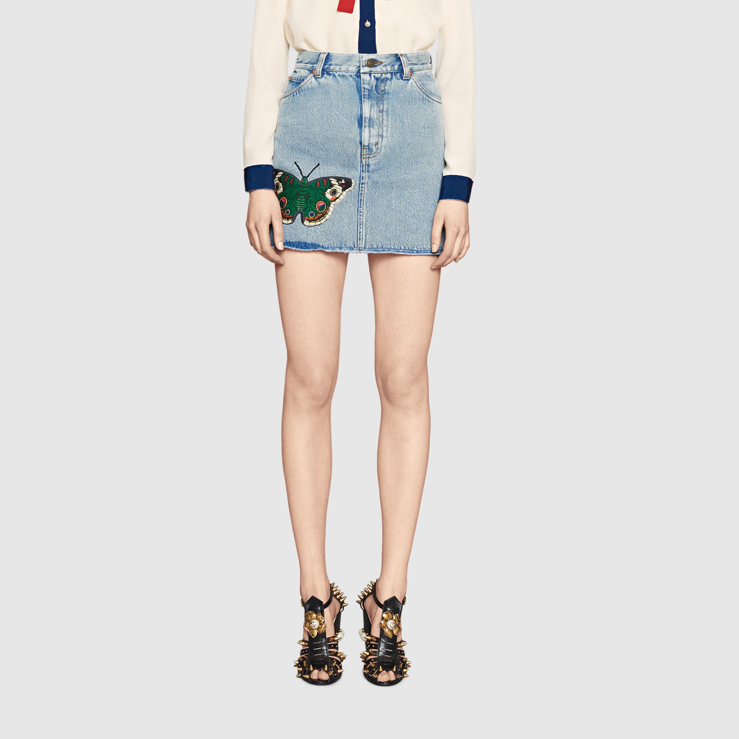Embroidered denim skirt Gucci Denim 433038XR2754425