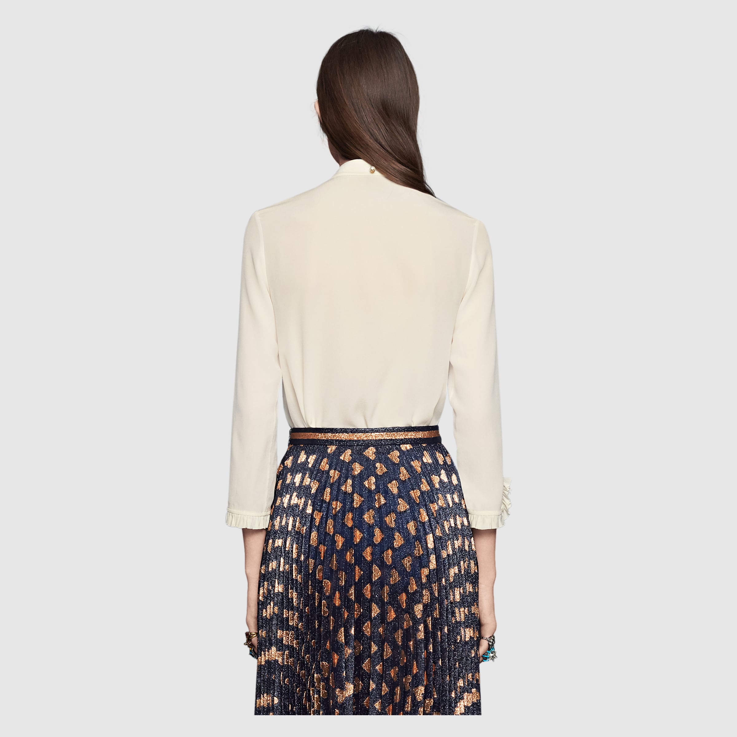 Silk buttondown shirt in White silk crêpe de chine Gucci Women's