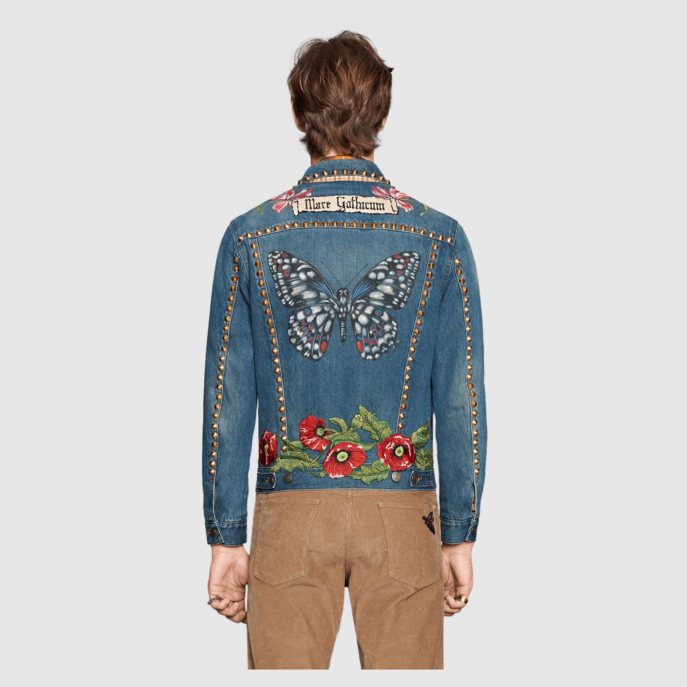 Painted denim jacket with embroidery - Gucci Men's Denim 430353XR1924571