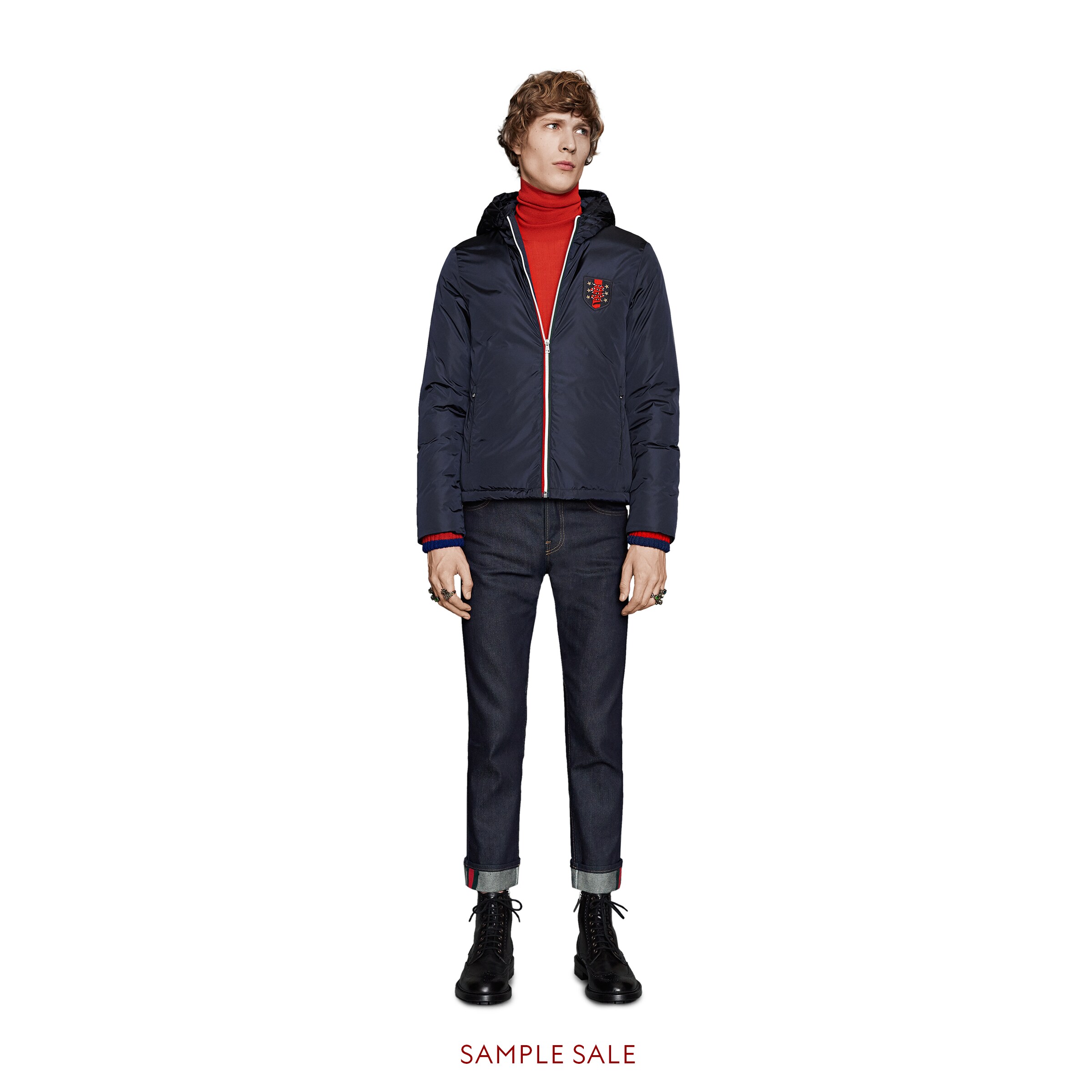 Nylon Jacket With Snake Web Crest Gucci Men S Coats Outerwear Move Down Nylon Jacket With Snake Web Crest