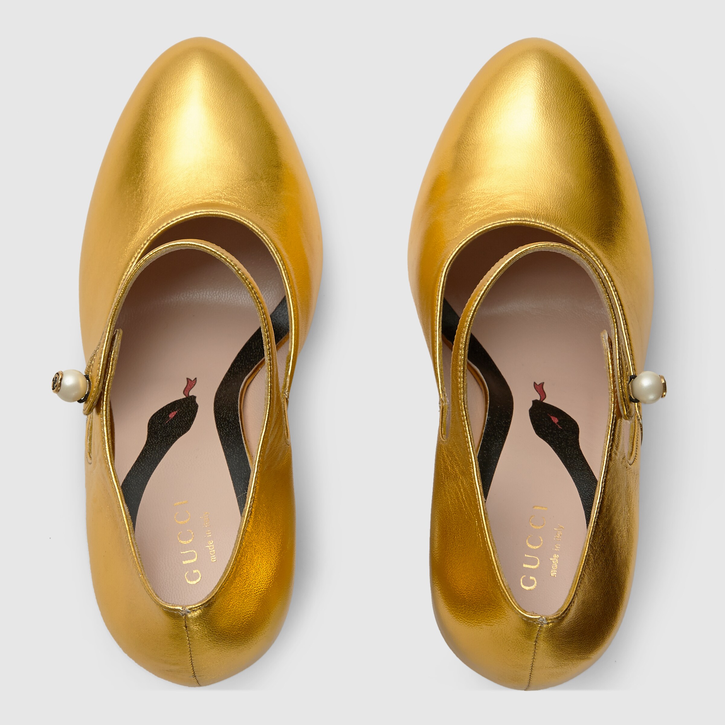 gucci metallic leather platform pumps